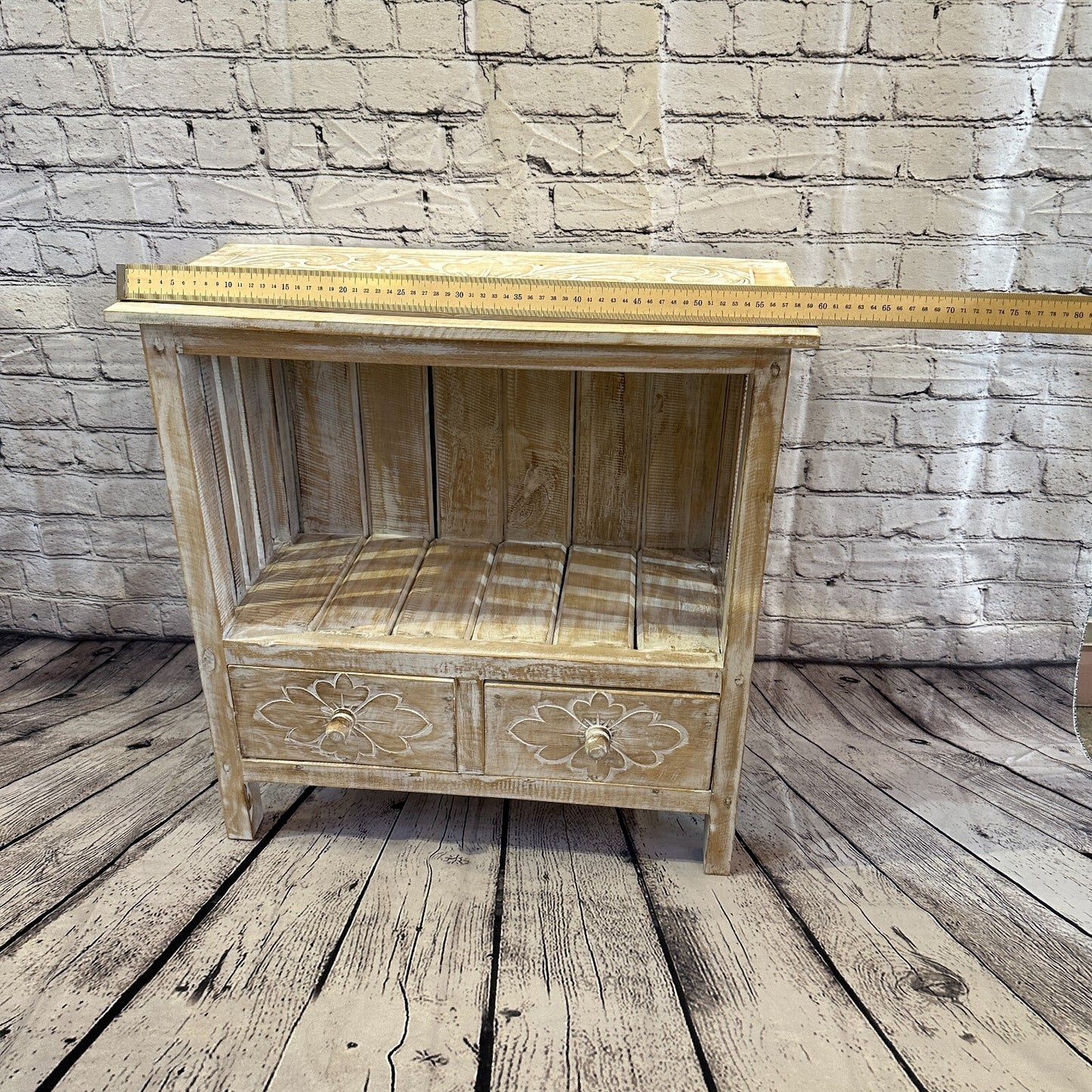 60cm x 60cm White 2 Draw Wooden Side Cabinet Living Hallway Storage Furniture