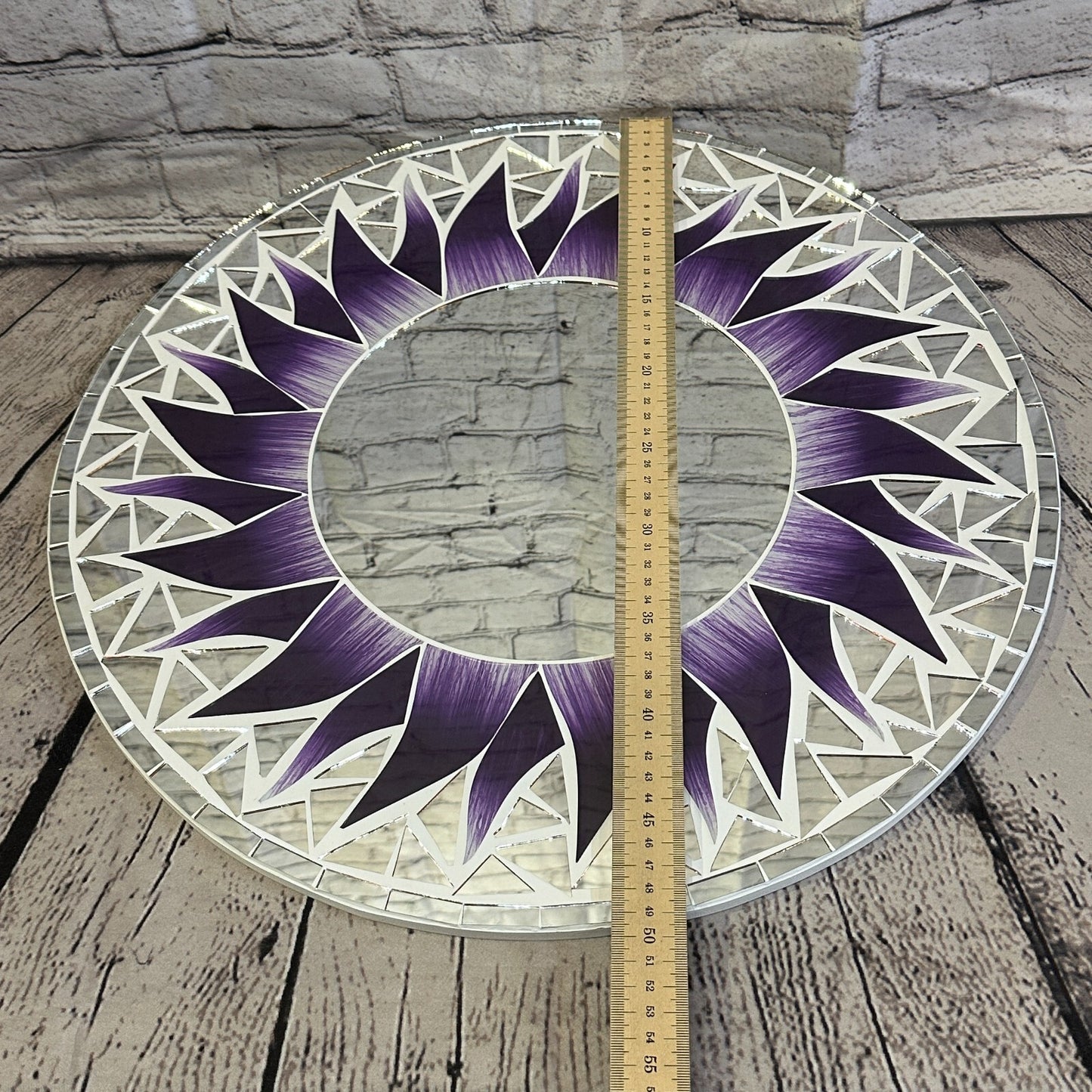 Purple Flame Sun Mosaic Tile Wall Mirror 50cm x 50cm 20 Inches Handmade New