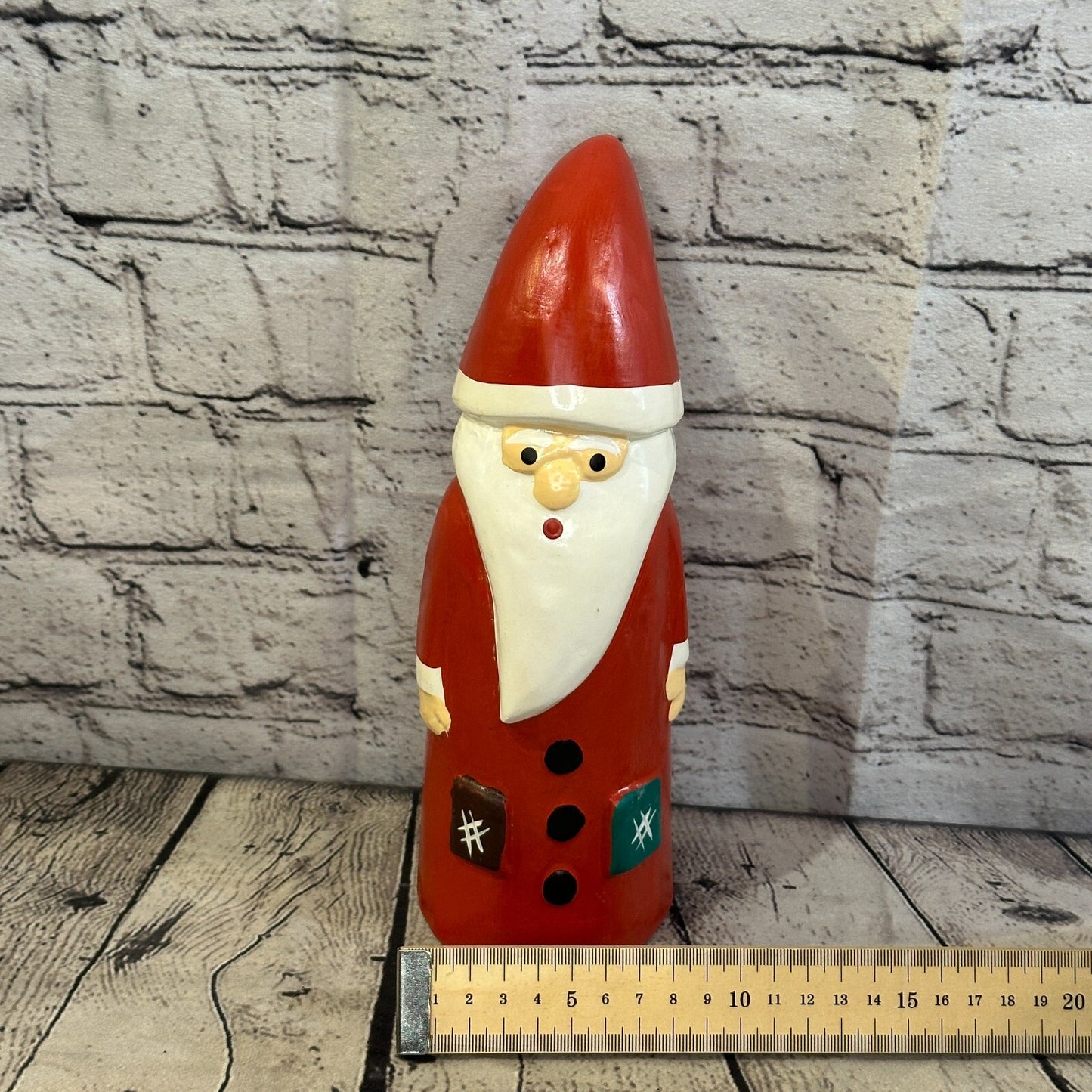 25cm x 8cm Red Pointy Hat Santa Claus Handcrafted Wood Xmas Christmas Ornament