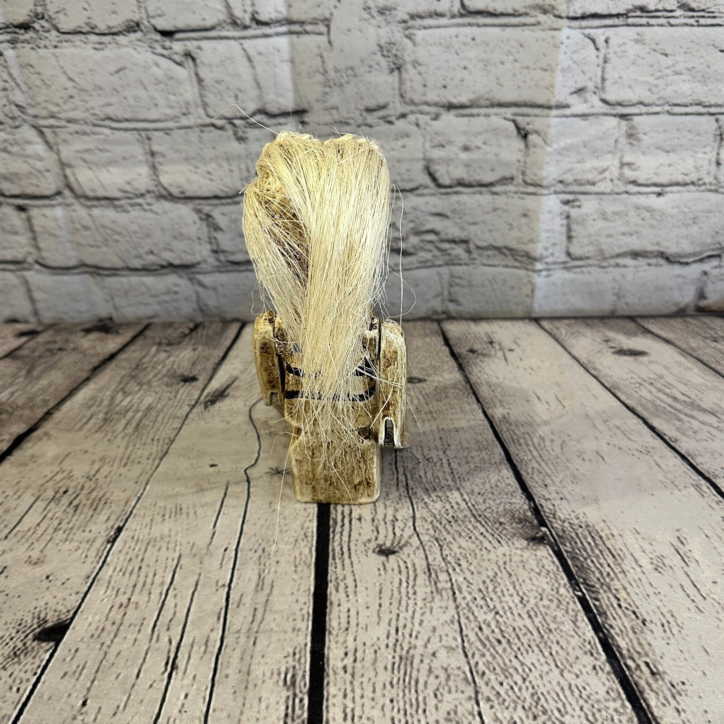 20cm Shabby Skeleton White Hair Animal Wooden Shelf Ornament Handmade Fairtrade