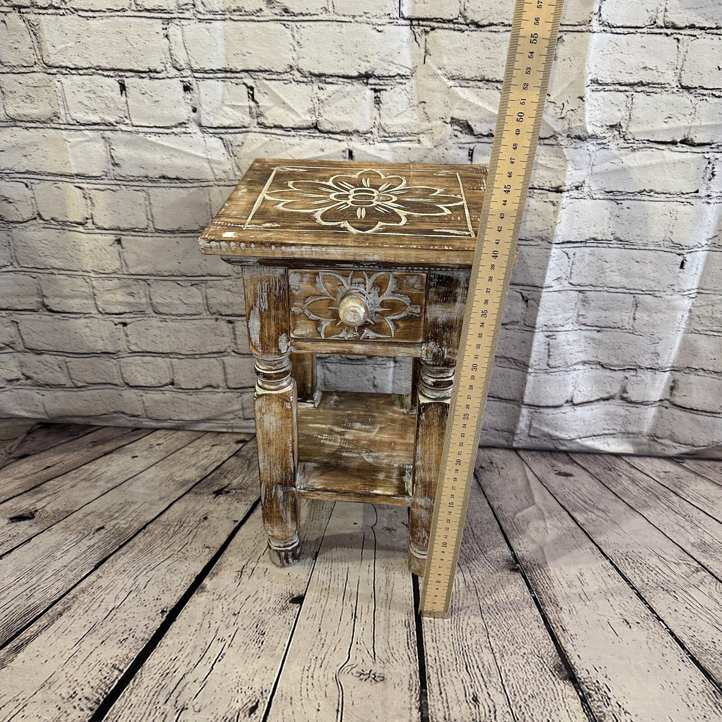 40cm x 25cm Brown 1 Draw Wooden Side Cabinet Living Hallway Storage Furniture