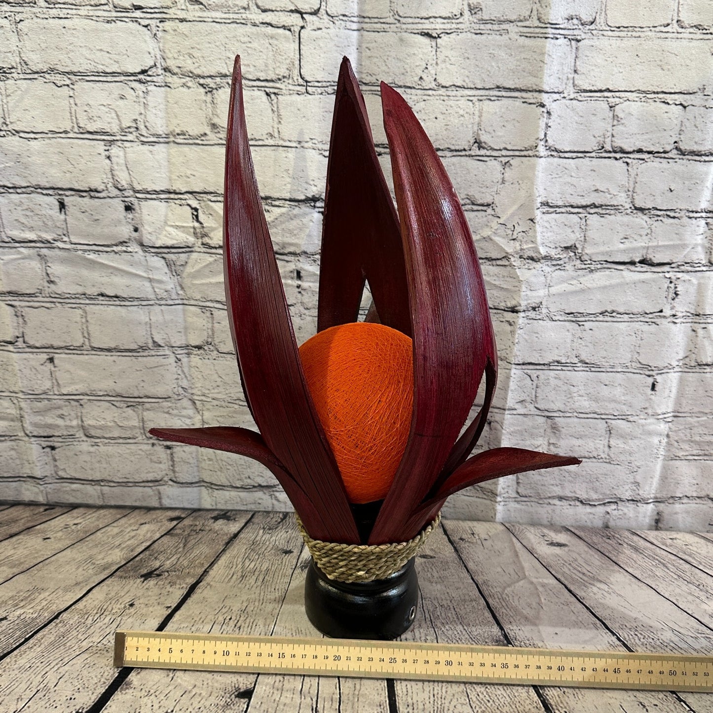 Orange Red Leaf Natural 50cm Tall Leaf Lamp Twist LED UK Mains Plug Design 11