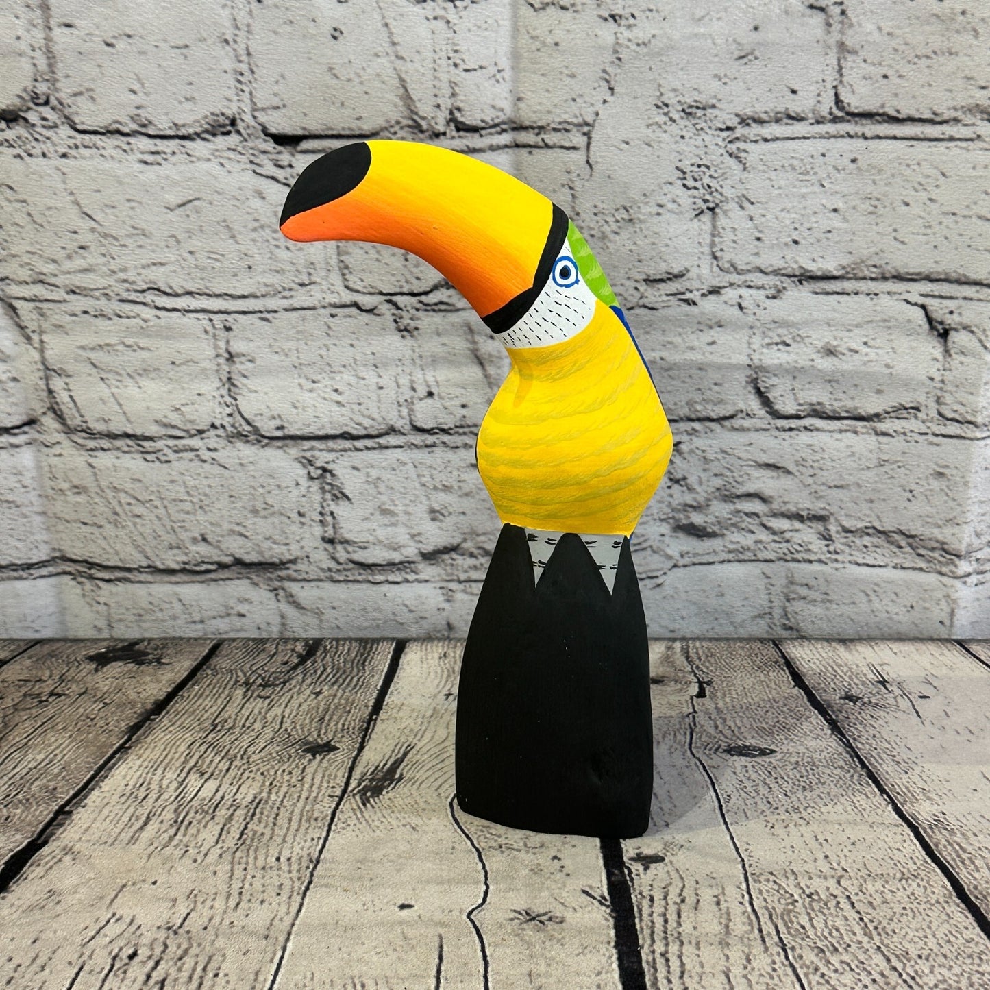 20cm Blue Toucan Bird Ornament Statue Fair Trade Hand Made Carved Wood