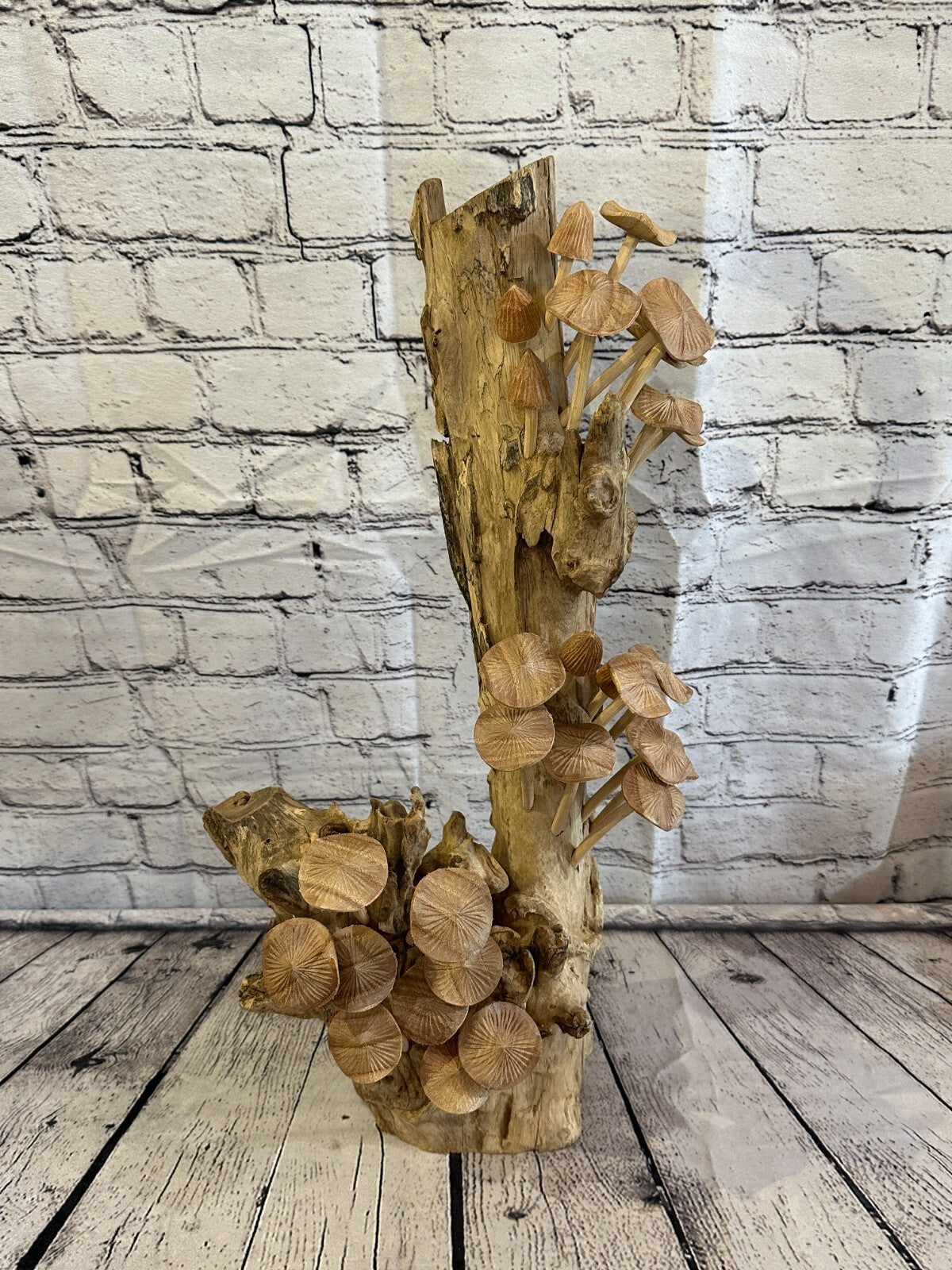 55cm Tall Mushrooms Cluster Parasite Ornament Natural Carving Fairtrade Wooden