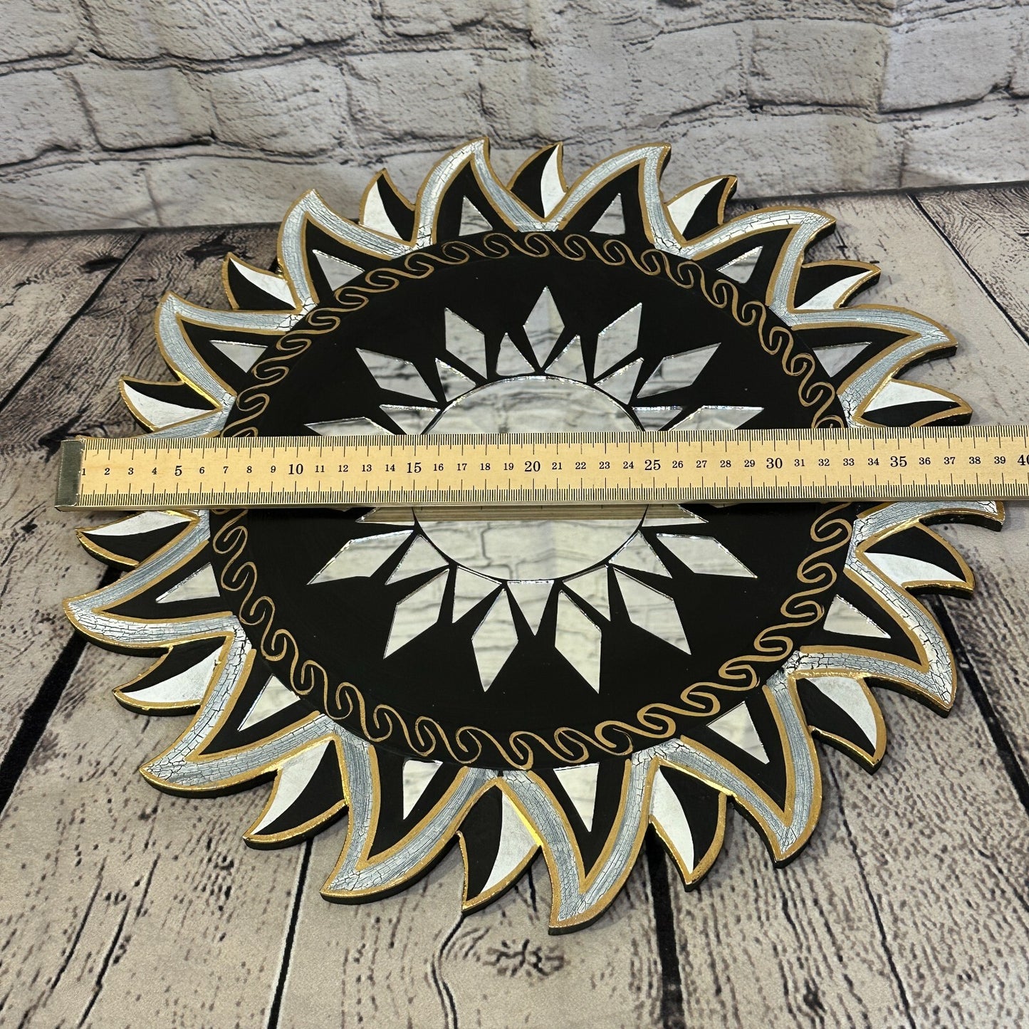 Black Star Mosaic Tile Wall Mirror 40cm x 40cm 16 Inches Handmade Fairtrade