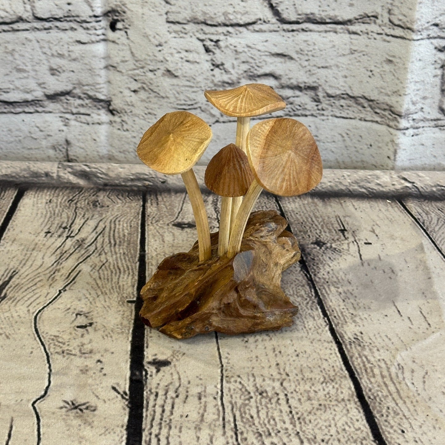 Small Mushrooms Cluster Parasite Ornament Natural Carving Fairtrade Wooden