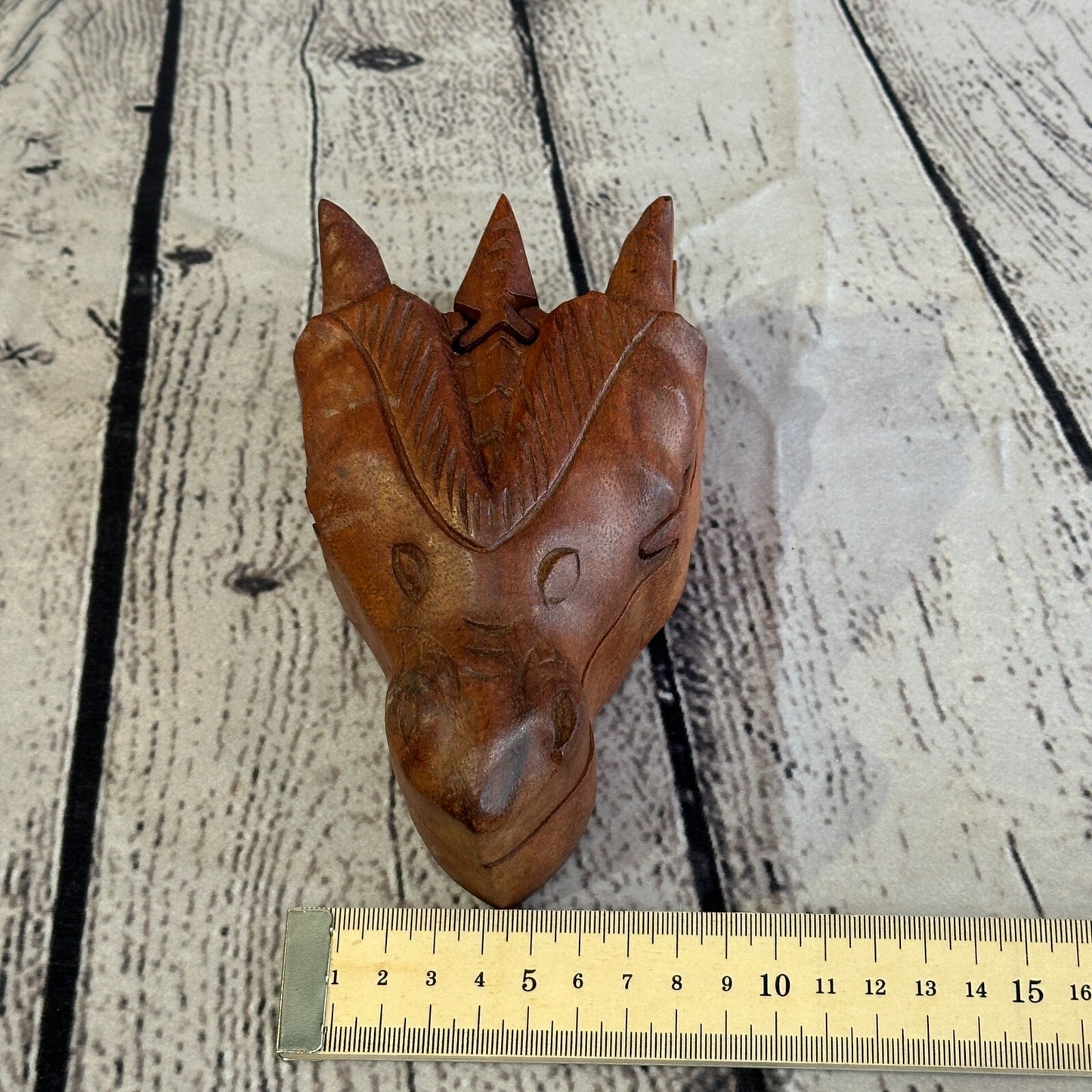Carved Dragon Head 4 Bit Wooden Puzzle Box Secret Box Magic Trinket Handmade