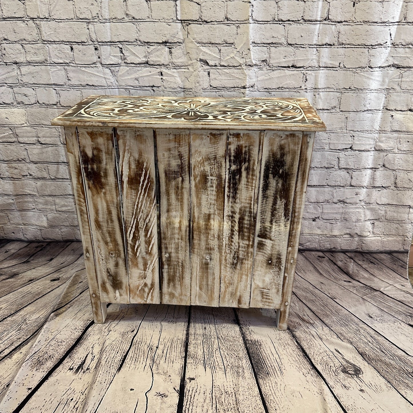 60cm x 60cm Brown 2 Draw Wooden Side Cabinet Living Hallway Storage Furniture