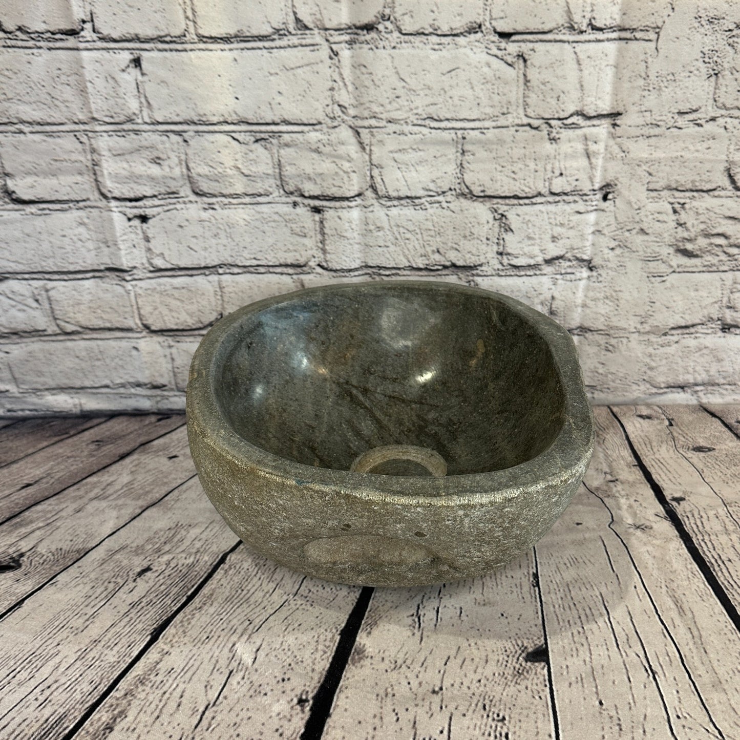 27cm x 26cm River Stone Sink Basin Bowl Natural for Bathroom Washroom Oval No 20