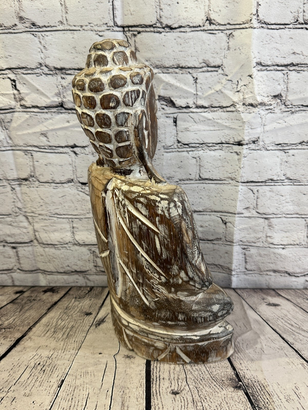 40cm x 20cm Brown Buddha Wooden Standing Statue Figurine Ornament Fair Trade