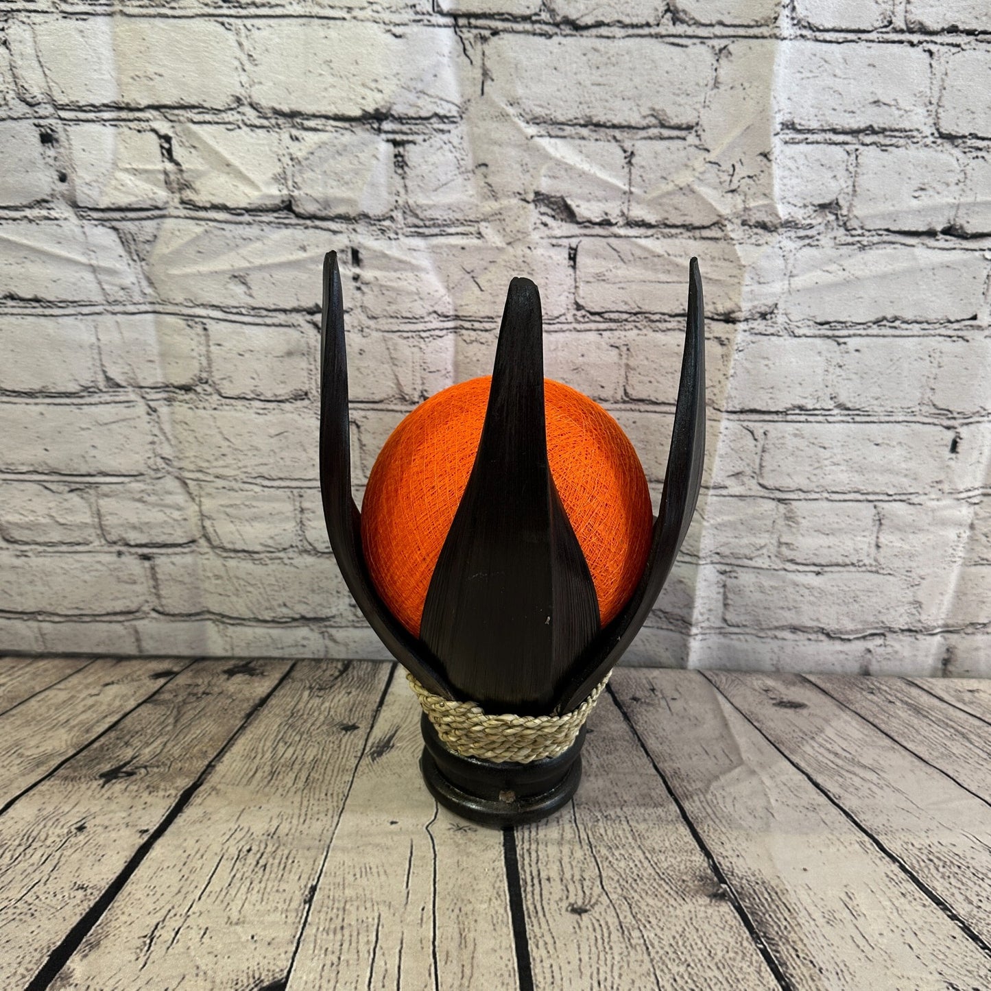 Orange Dark Brown Natural 35cm Tall Leaf Lamp Twist LED UK Mains Plug Design 3