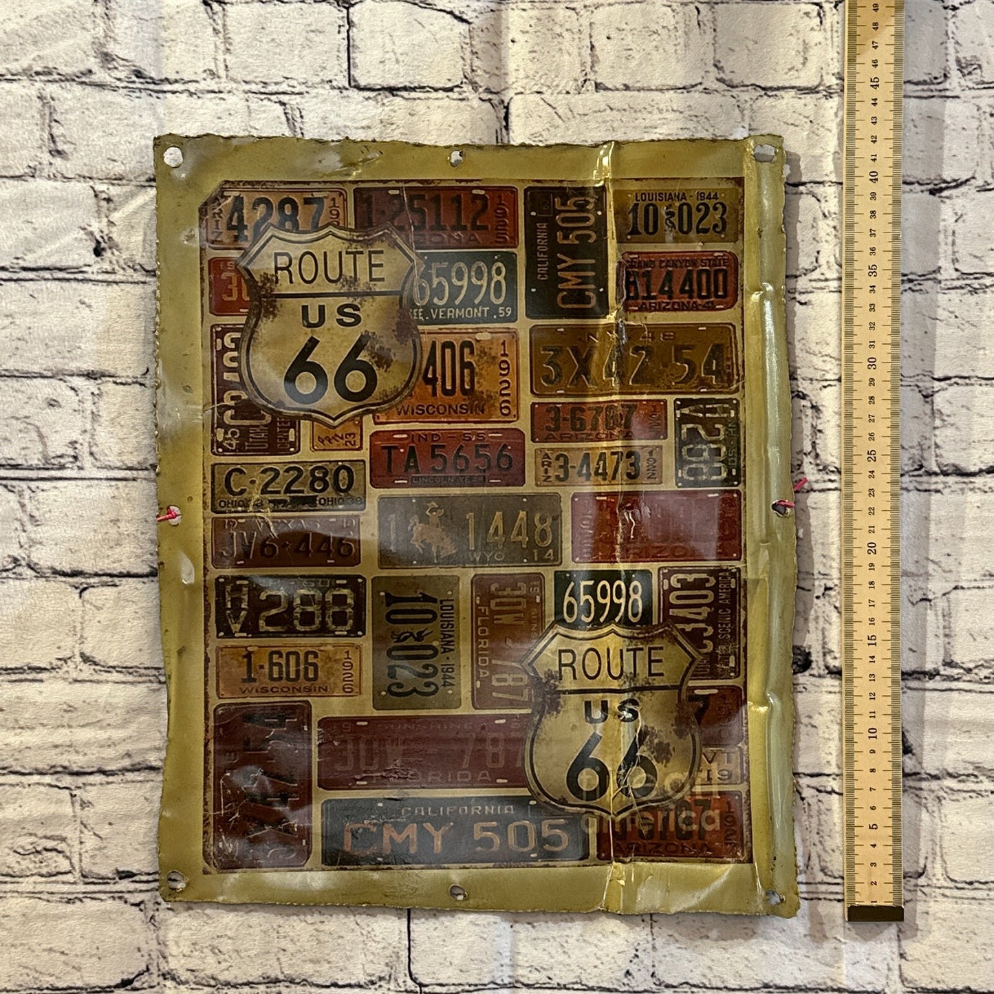 Route 66 Licence Plate Art Advert Wall Plaque 42cm x 36cm Vintage Retro Tin Sign