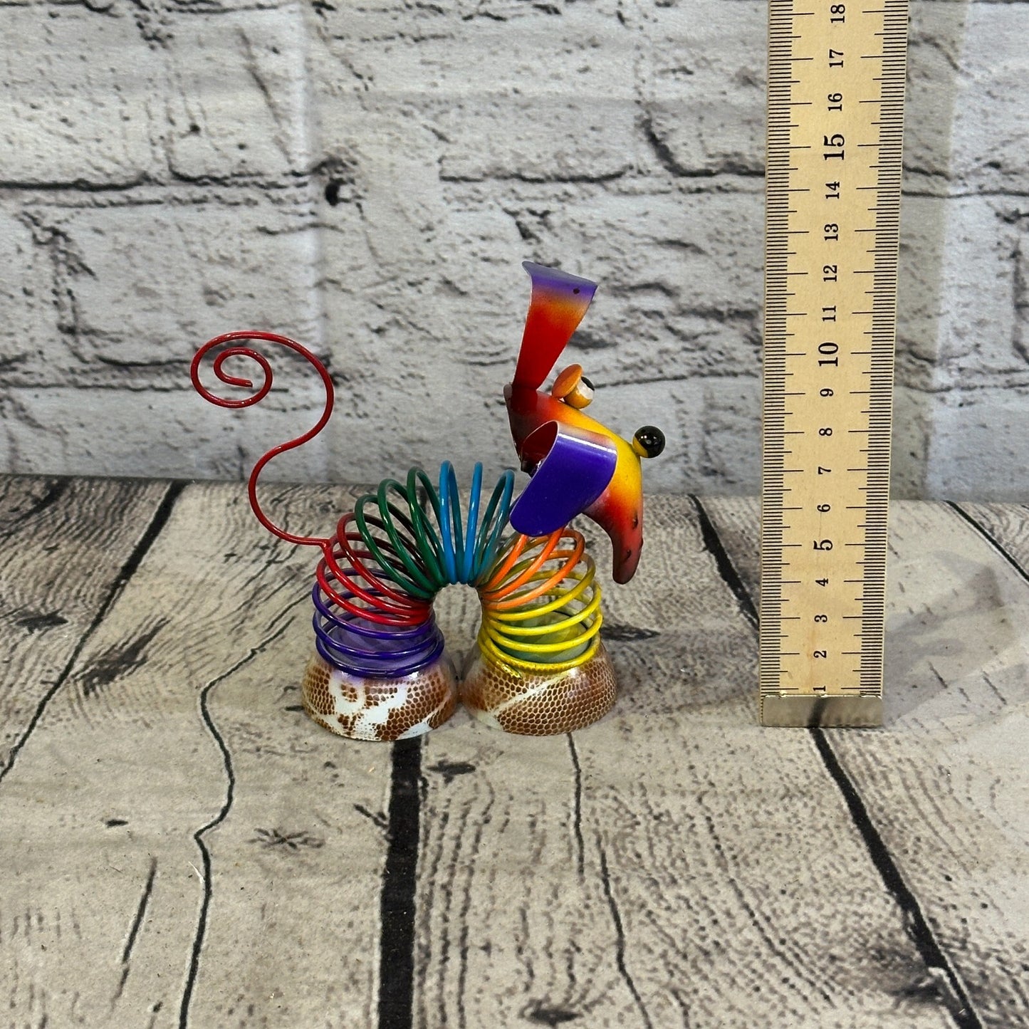 10cm x 10cm Orange Bight Colour Spring Dog Cartoon Ornament Painted Statue