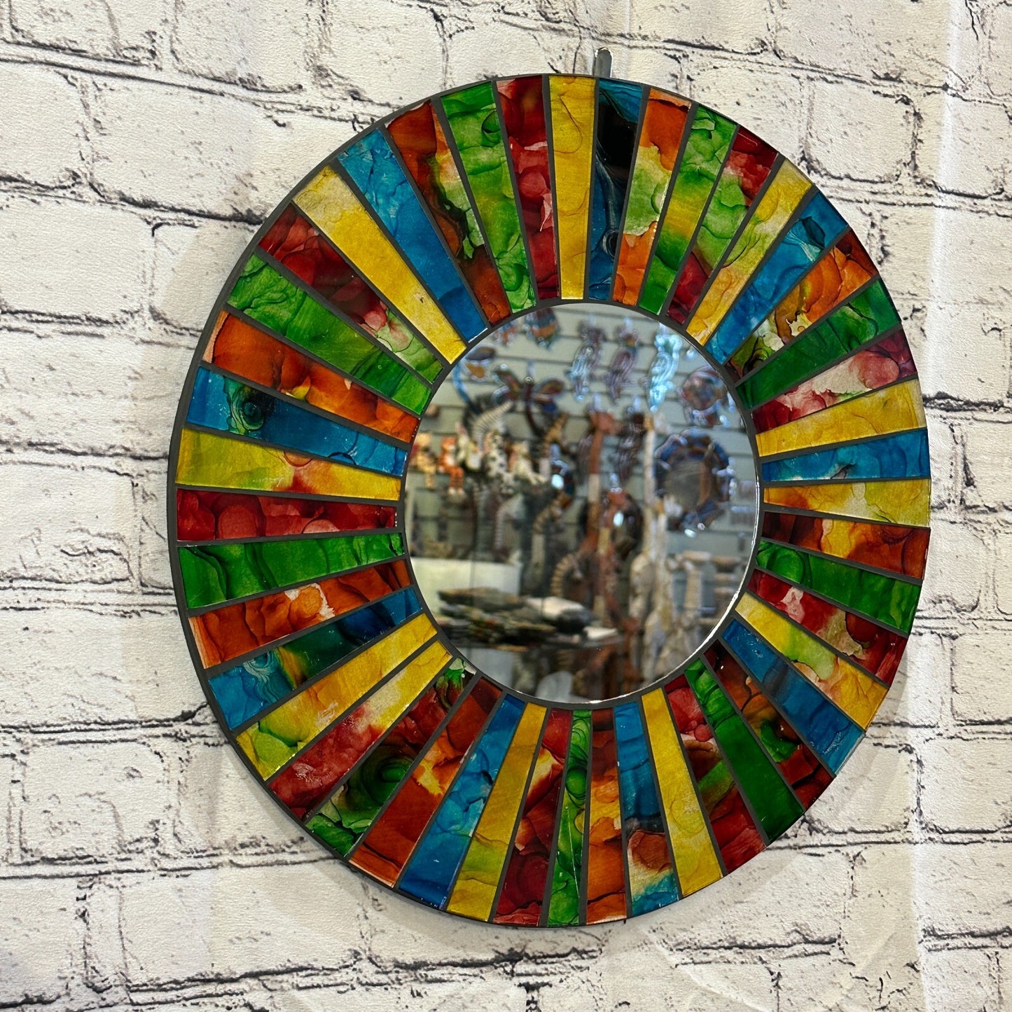 Rainbow Black Line Mosaic Tile Wall Mirror 40cm x 40cm 16 Inches Handmade New