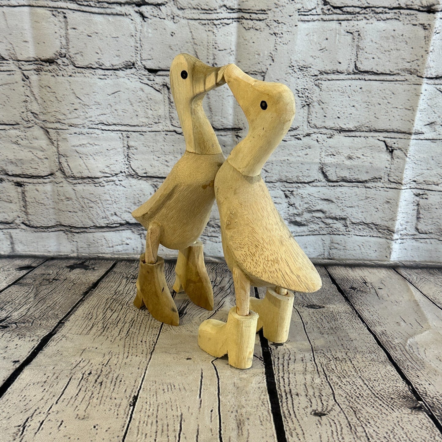 Kissing Ducks 25cm Tall Wooden Hairy Duckling Baby Duck Bamboo Root Fairtrade