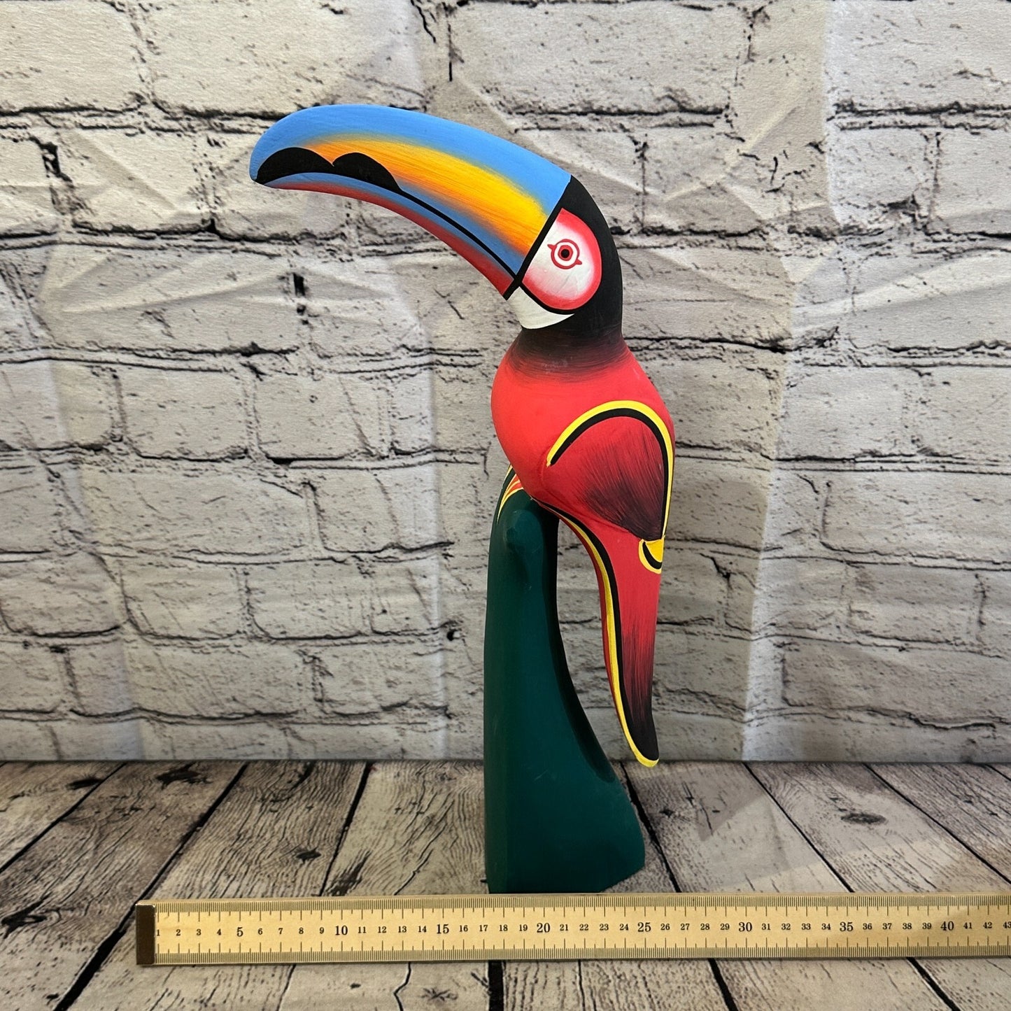 40cm Dark Red Toucan Bird Ornament Statue Fair Trade Hand Made Carved Wood