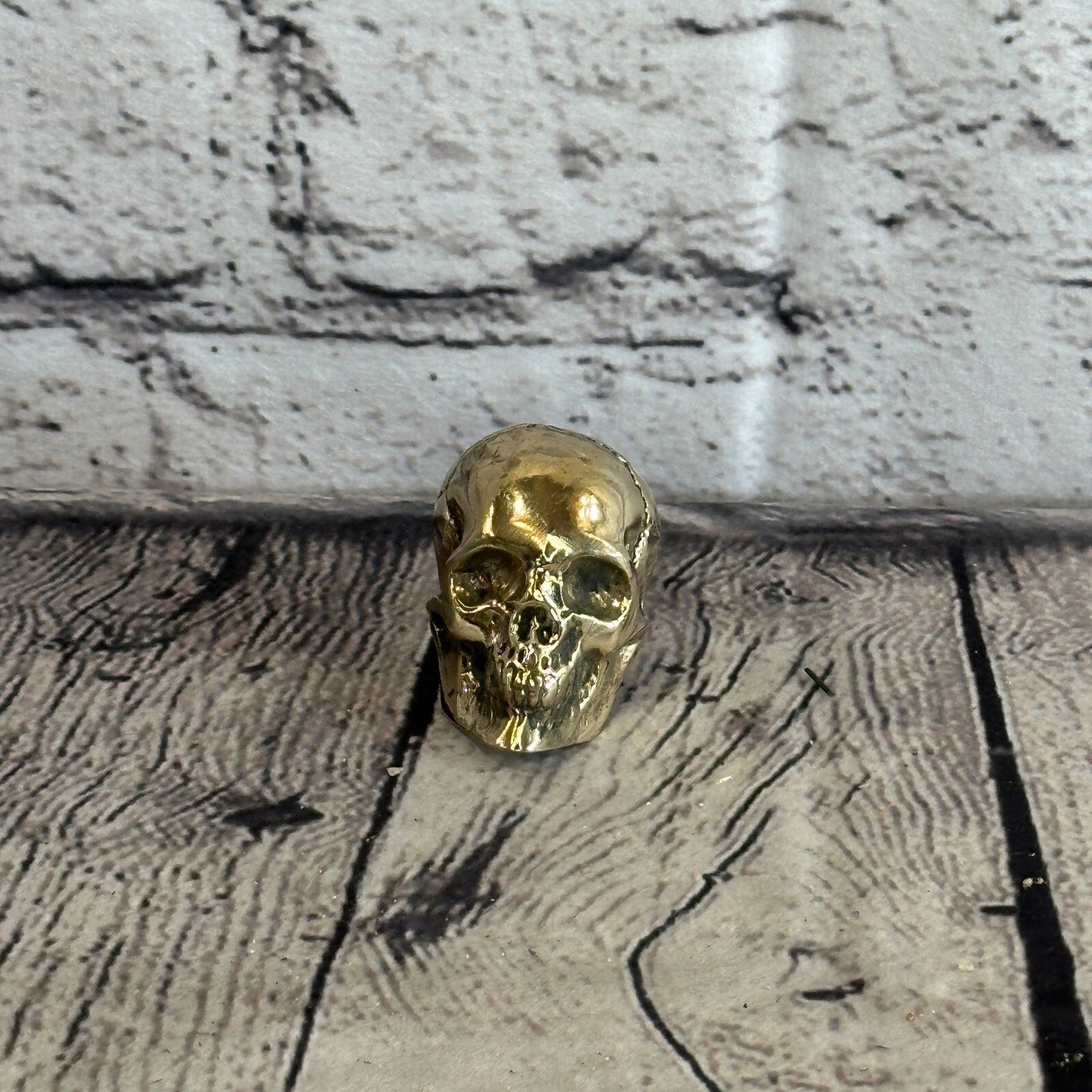 4cm x 4cm Antique Bronze Colour Skull Human Head Sculpture Ornament Home Office