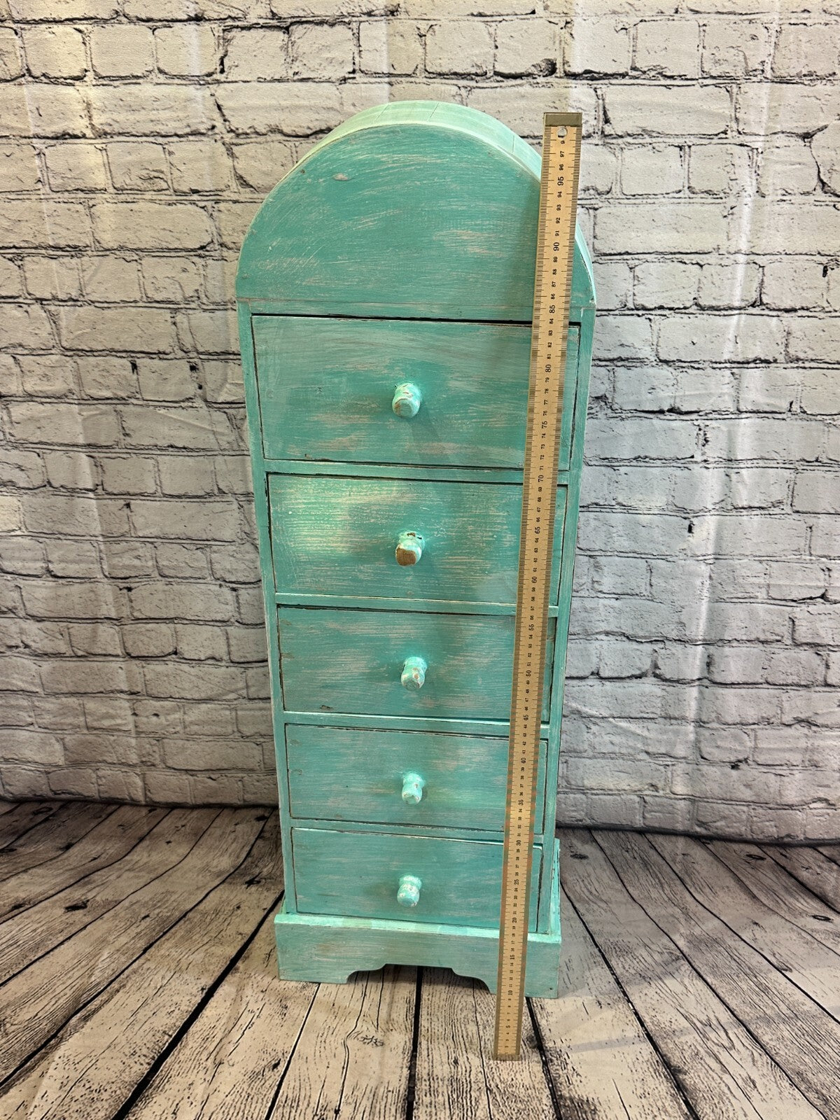 100cm x 30cm Green 5 Draw Wooden Side Cabinet Living Hallway Storage Furniture