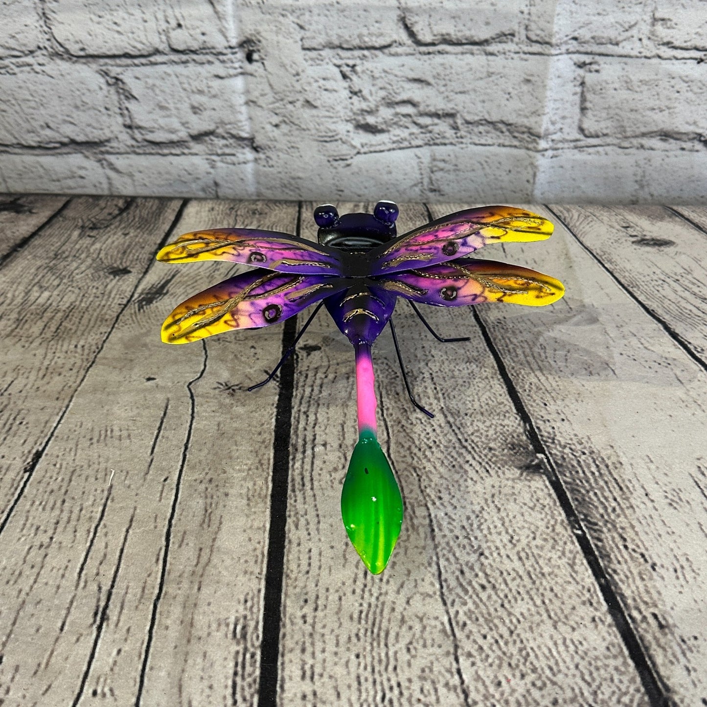 20cm x 15cm Purple Dragonfly Bug Metal Tin Wall Hanging Ornament Painted Statue