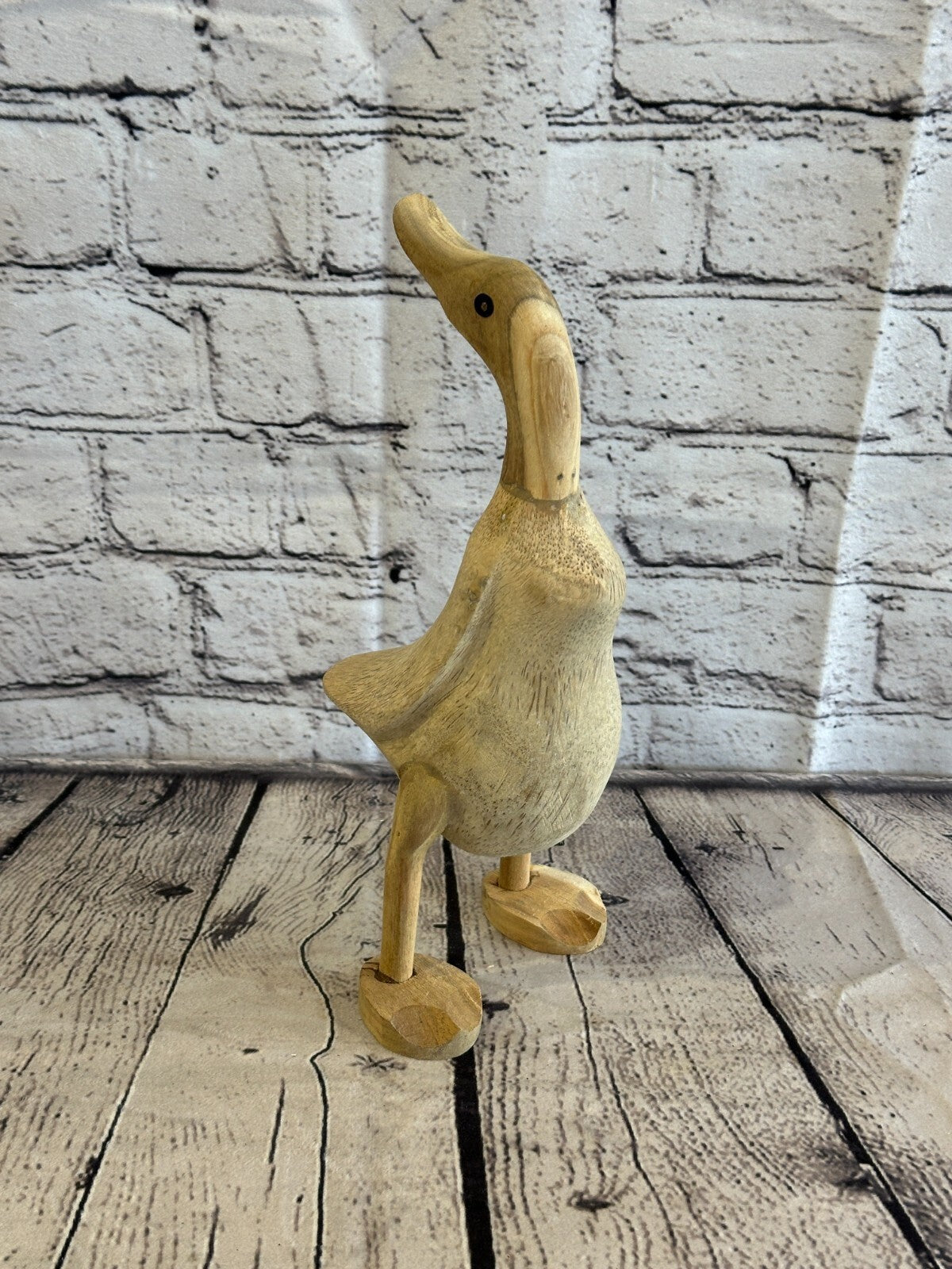 Looking Back 25cm Tall Wooden Hairy Duckling Baby Duck Bamboo Root Fairtrade
