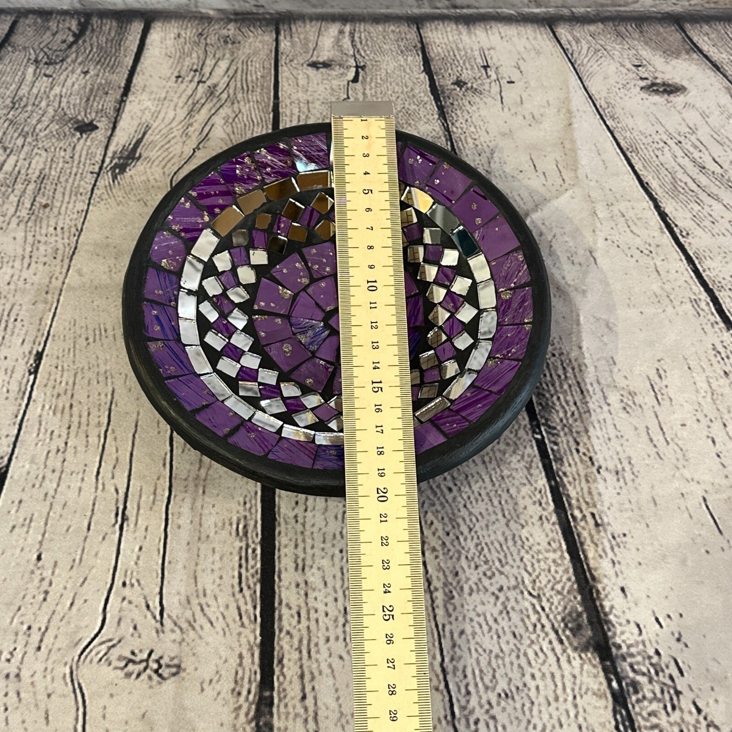 20cm Purple Round Mosaic Handmade Ceramic Glass Tile Bowl Fruit