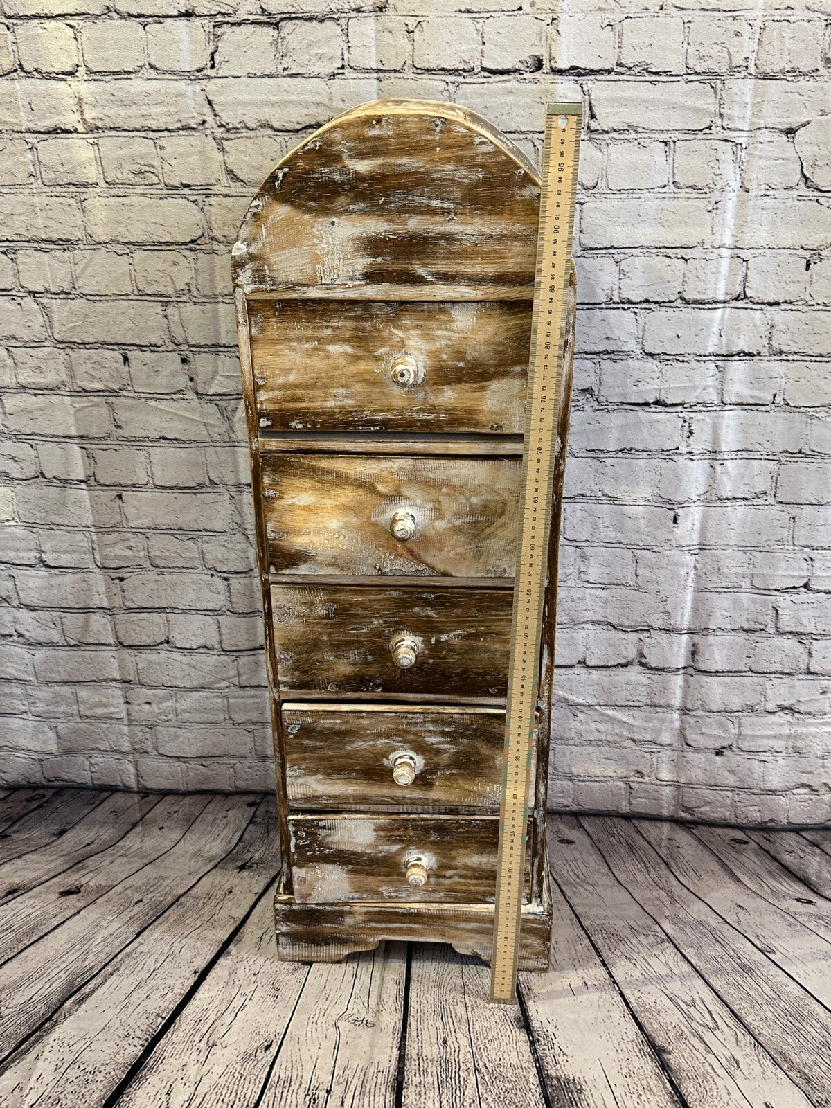 100cm x 30cm Brown 5 Draw Wooden Side Cabinet Living Hallway Storage Furniture