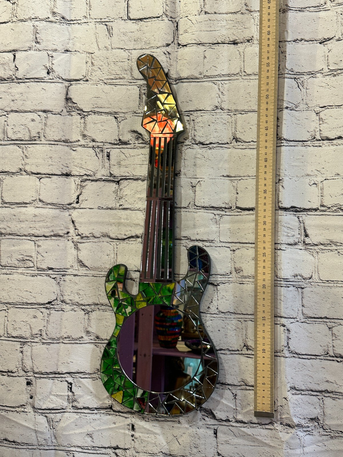 Green Guitar Mosaic Tile Wall Mirror 60cm x 20cm 24 Inches Handmade New