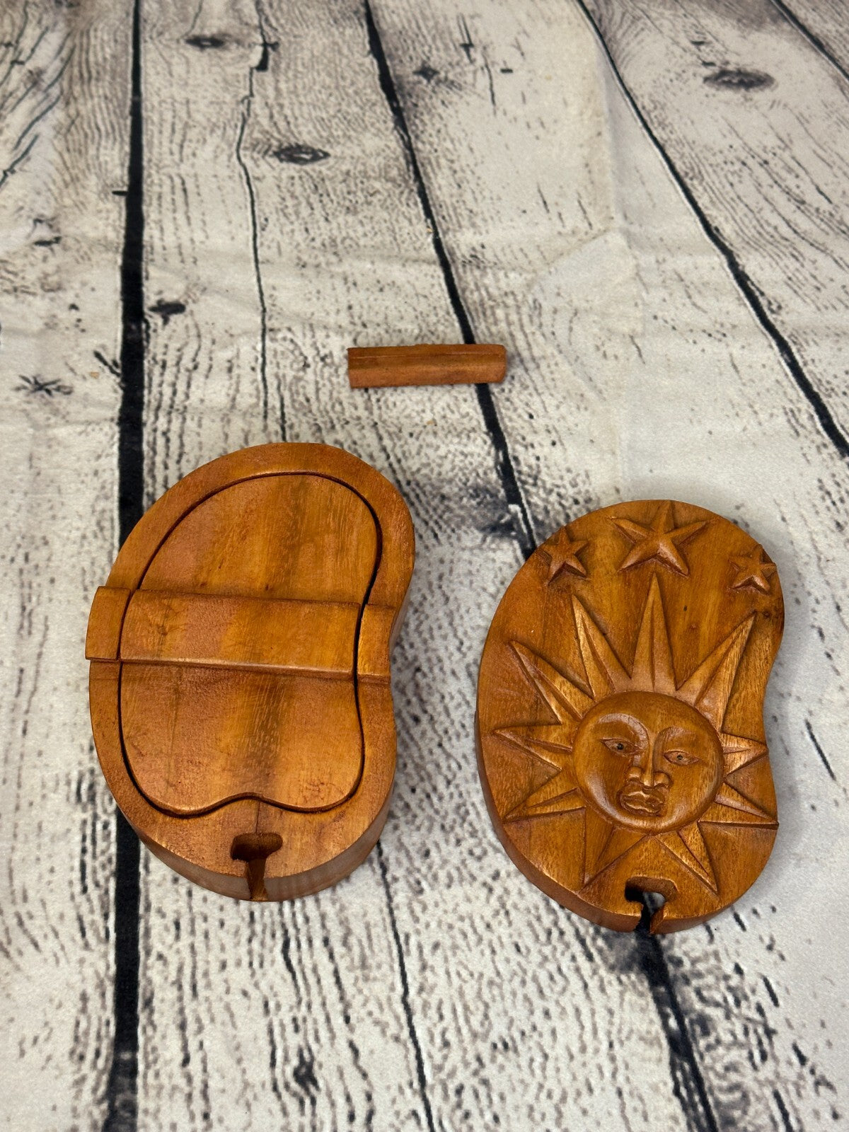 Sun And Moon Spirit 4 Bit Wooden Puzzle Box Secret Box Magic Trinket Handmade