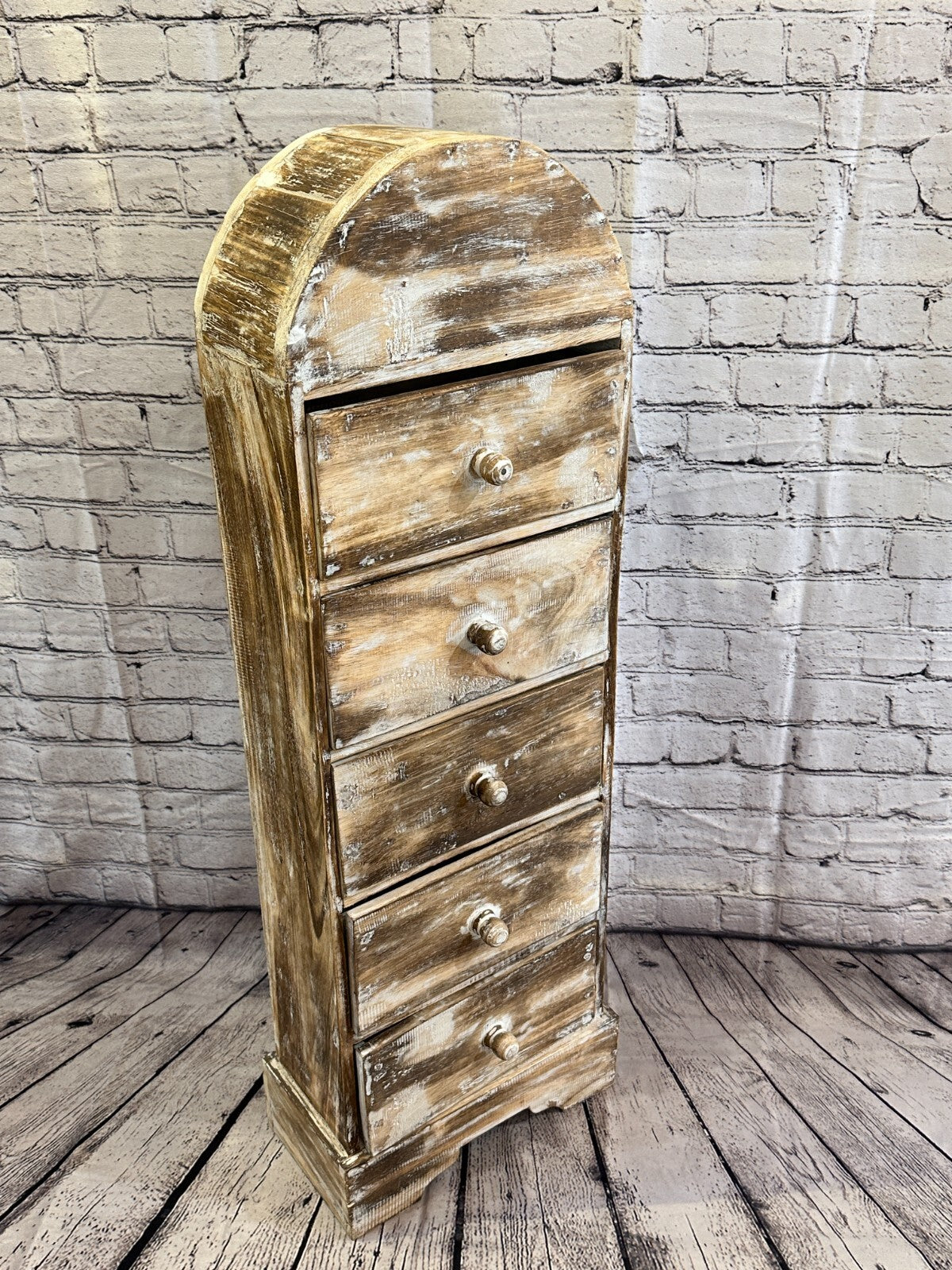 100cm x 30cm Brown 5 Draw Wooden Side Cabinet Living Hallway Storage Furniture