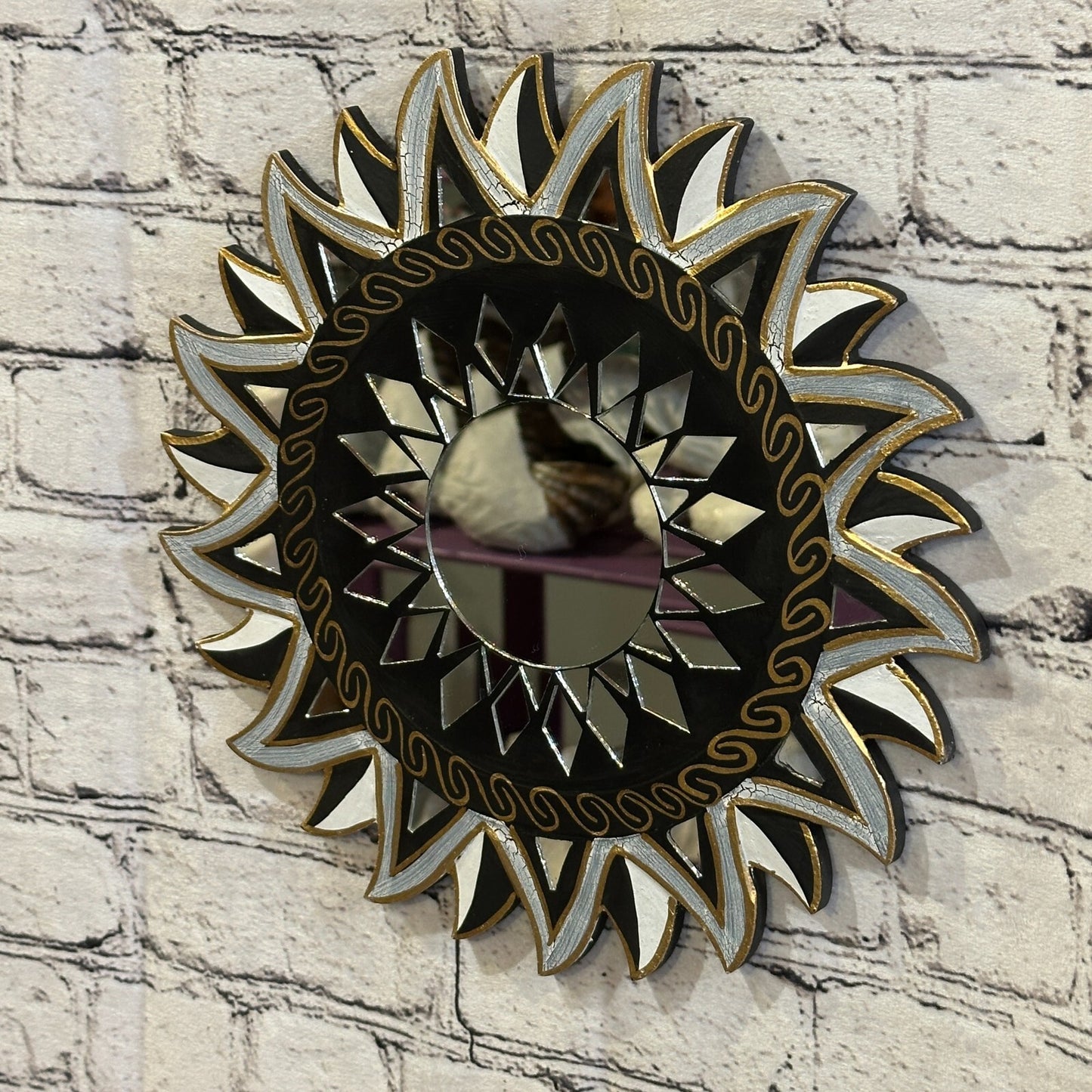 Black Star Mosaic Tile Wall Mirror 30cm x 30cm 12 Inches Handmade Fairtrade