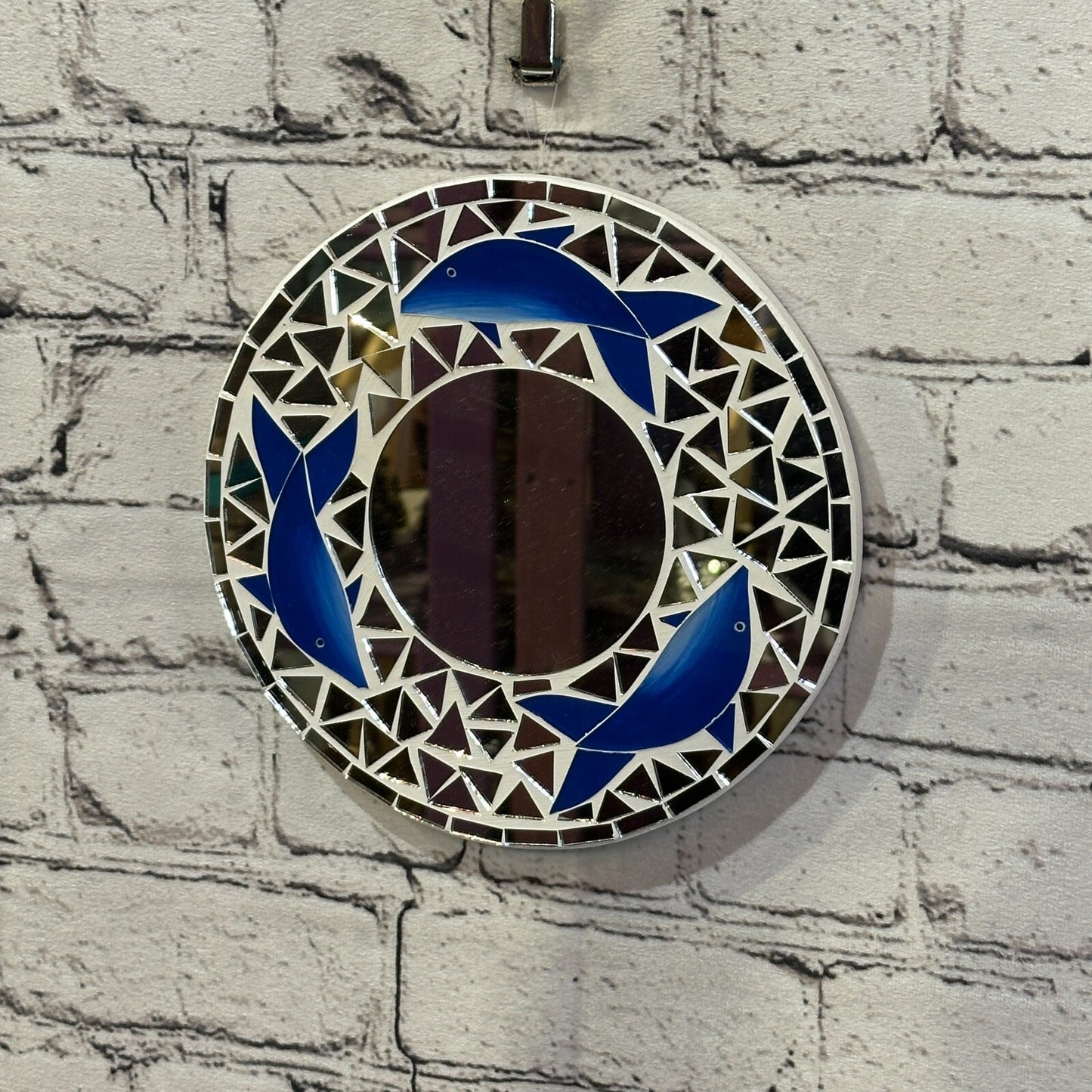 Blue Dolphin Mosaic Tile Wall Mirror 20cm x 20cm 8 Inches Handmade New