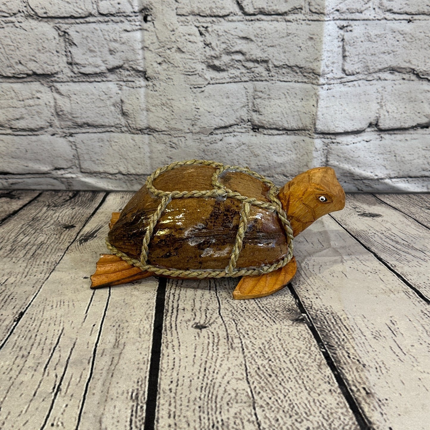 Brown Plain Folk Art Hand Painted Turtle Coconut Shell Ornaments Hanging Decor