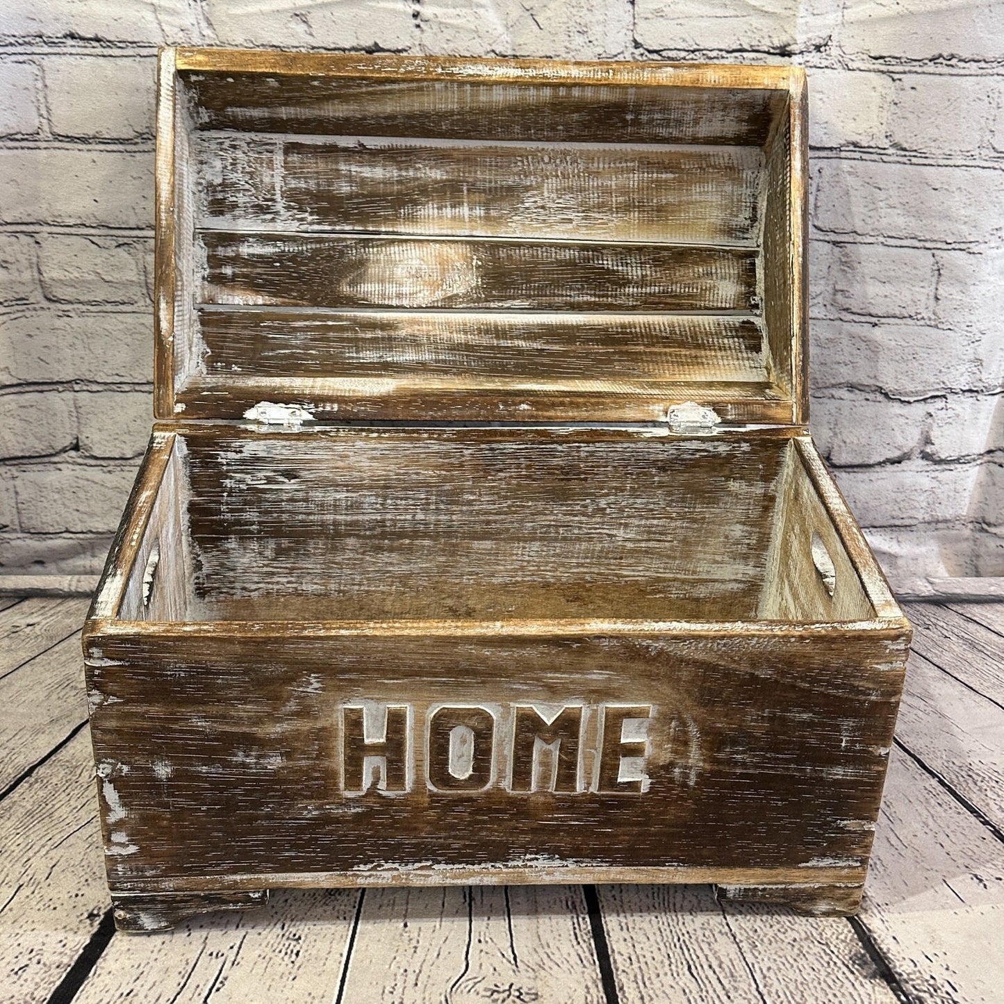 40cm x 28cm x 22cm Brown Home Wood Box Wooden Chest Storage Craft Handles Lid