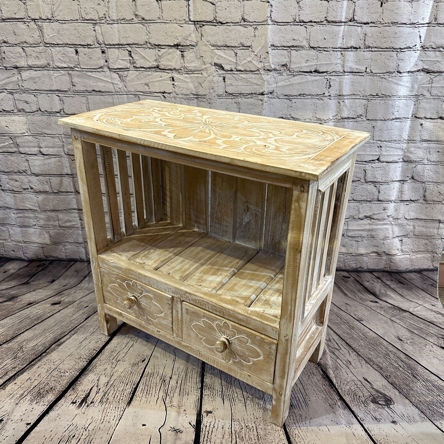 60cm x 60cm White 2 Draw Wooden Side Cabinet Living Hallway Storage Furniture