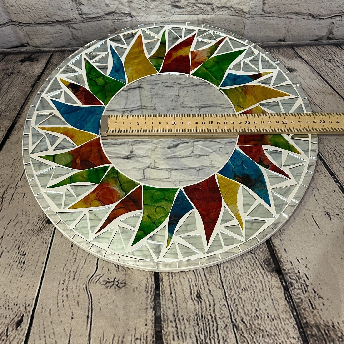 Rainbow White Sun Mosaic Tile Wall Mirror 40cm x 40cm 16 Inches Handmade New