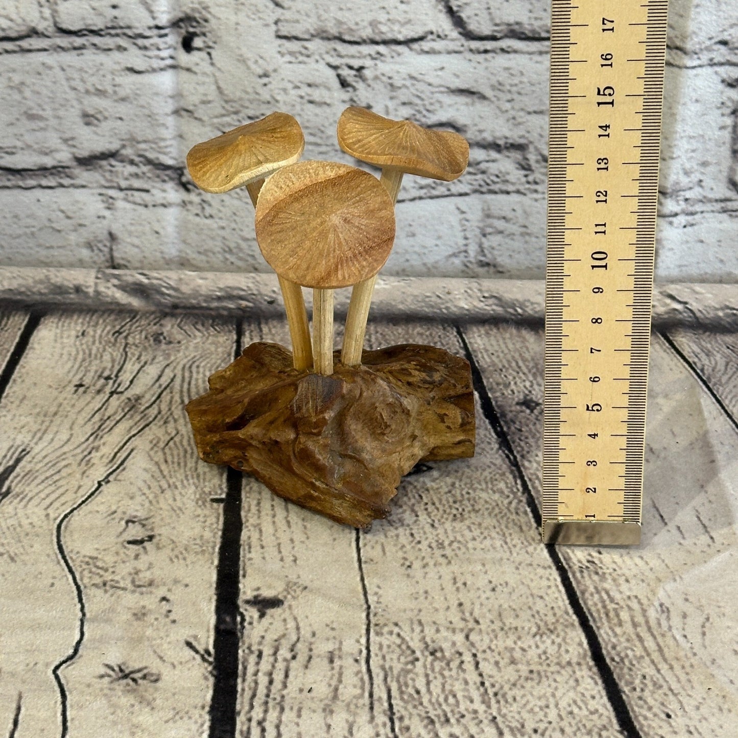Small Mushrooms Cluster Parasite Ornament Natural Carving Fairtrade Wooden