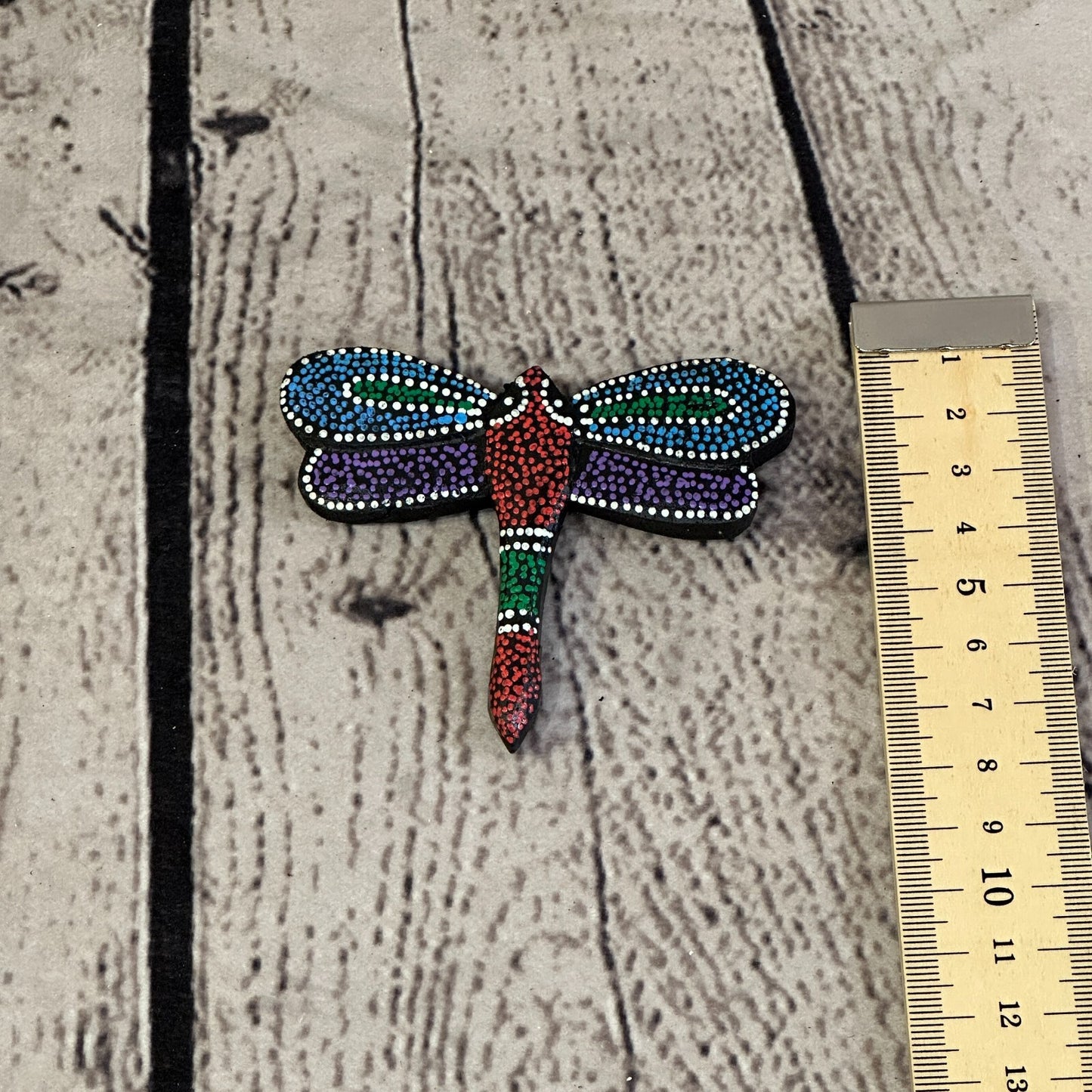 Dragonfly Wooden Animal Fridge Dot Work Magnet Magnetic Note Holder Novelty