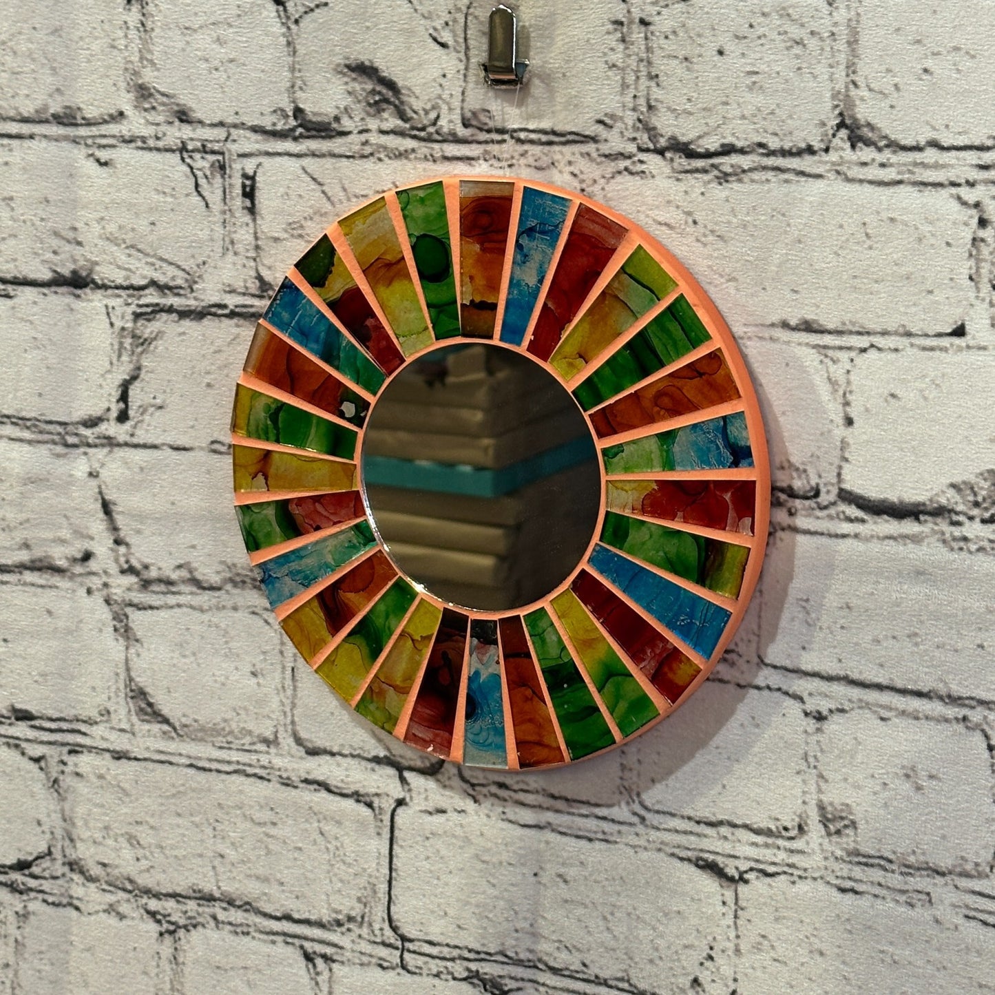 Rainbow Terracotta Mosaic Tile Wall Mirror 20cm x 20cm 8 Inches Handmade New