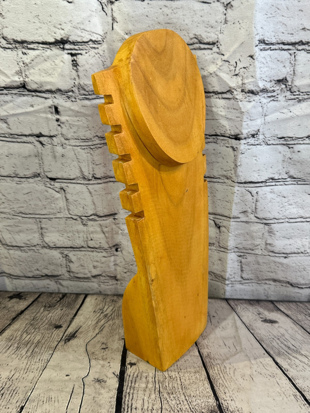 40cm Hand Carved Wooden Necklace On Base Chain Jewellery Display Stand Bust