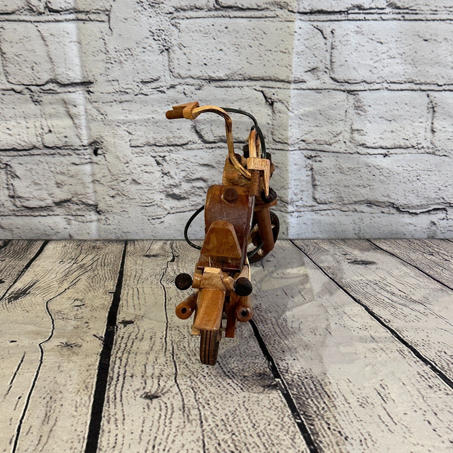 20cm Small Light Wood Motorbike Motorcycle Model Wooden Ornament Decorative Bike