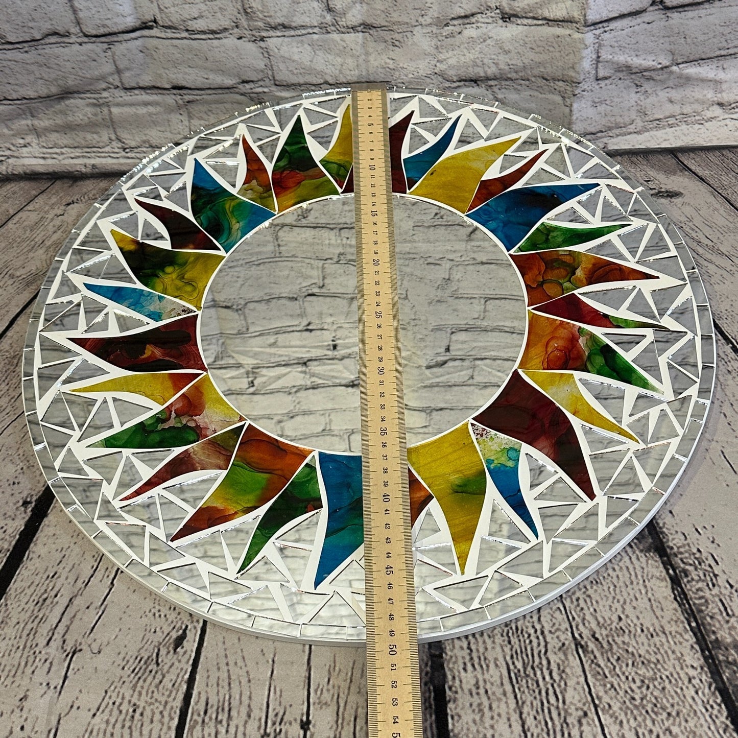 Rainbow White Sun Mosaic Tile Wall Mirror 50cm x 50cm 20 Inches Handmade New
