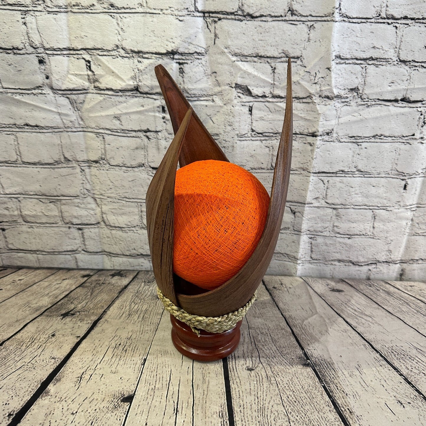 Orange Light Brown Natural 40cm Tall Leaf Lamp Twist LED UK Mains Plug Design 1