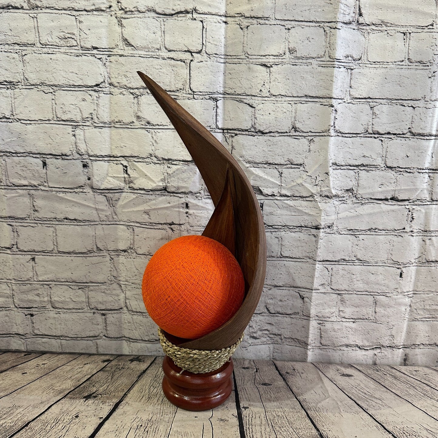 Orange Light Brown Natural 60cm Tall Leaf Lamp Twist LED UK Mains Plug Design 4
