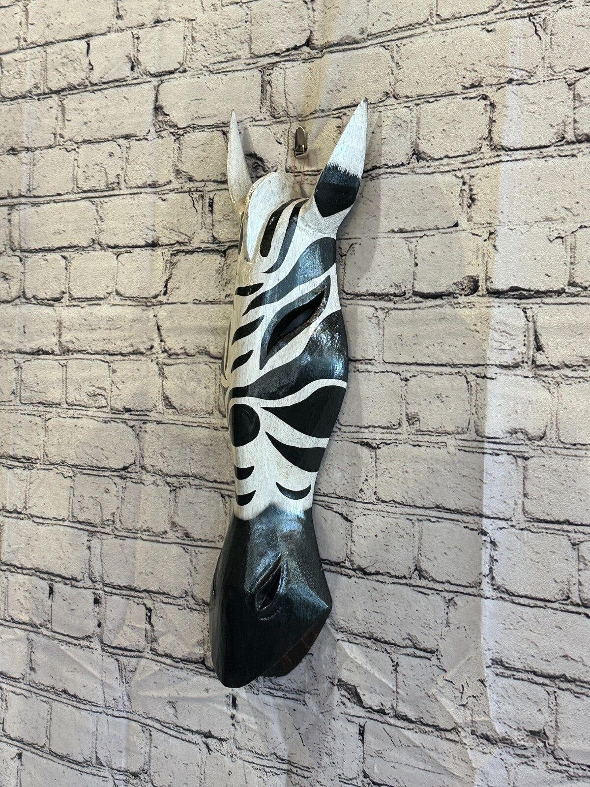 50cm Zebra Marking Hand Carved Fair Trade Wooden Animal Wall Art Wall Hang Mask