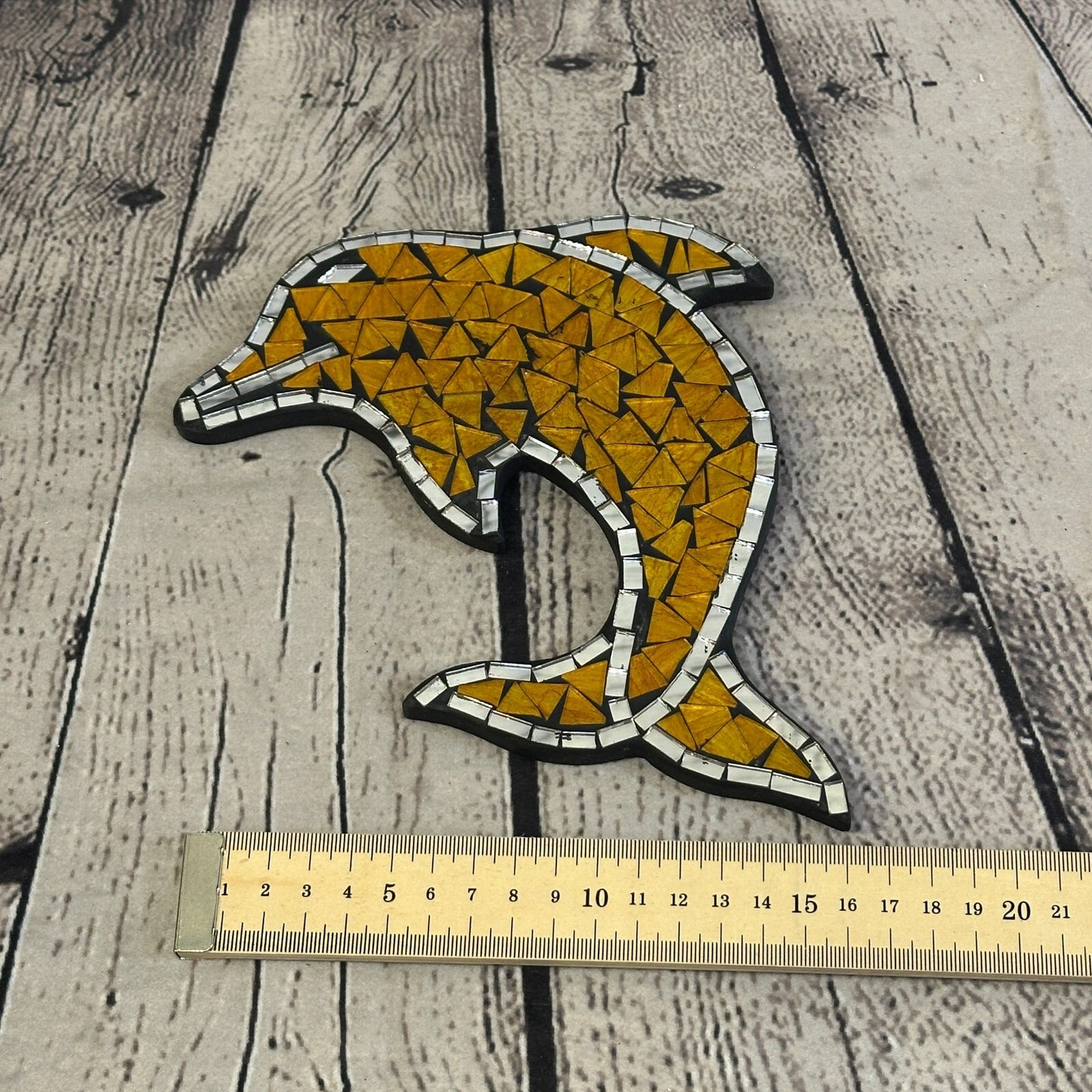Yellow Dolphin Fish Mosaic Tile Wall Mirror 20cm x 20cm Handmade New