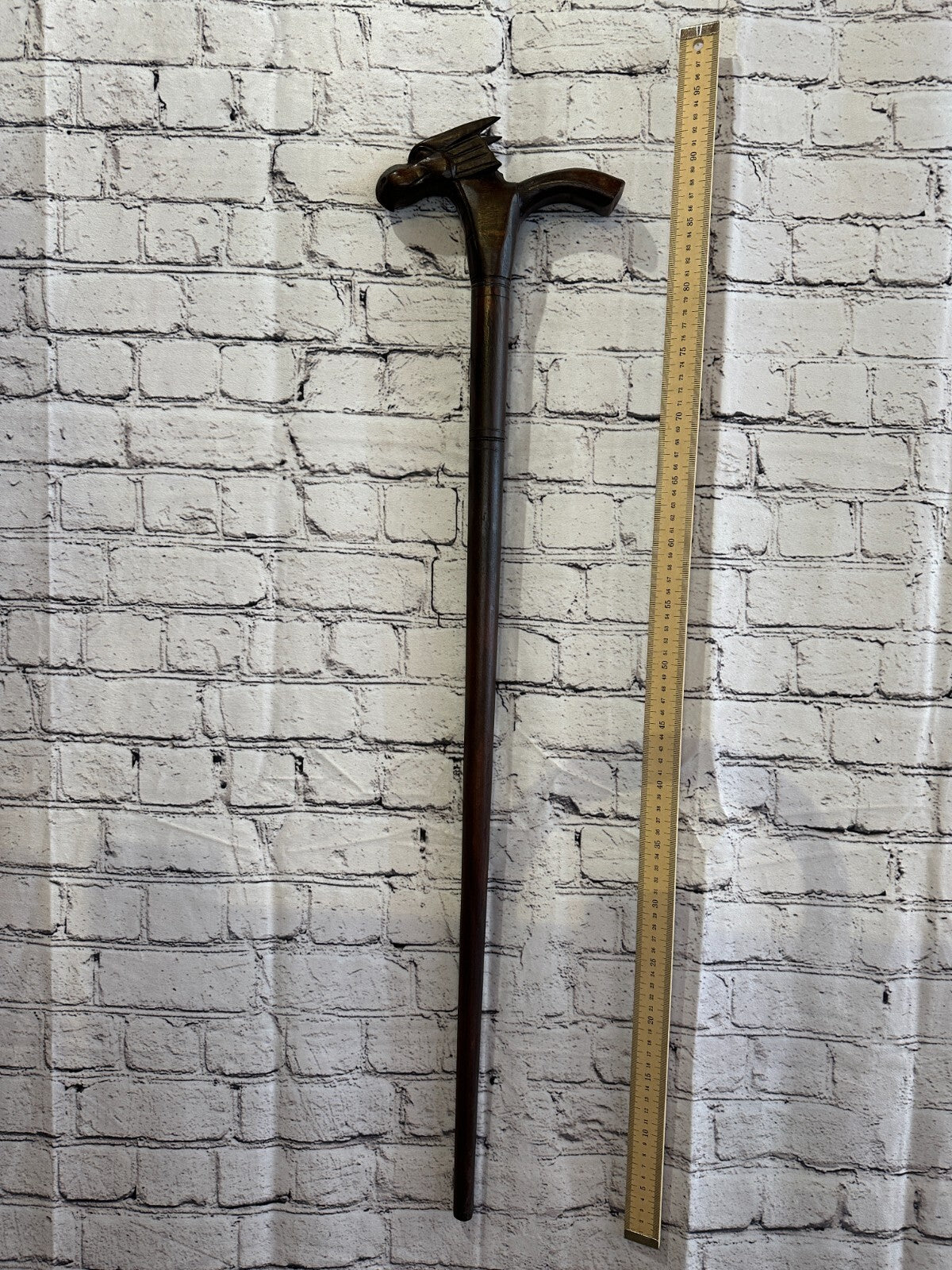 Dragon Head 90cm Tribal African Walking Stick Cane Hand Carved Dark Wood