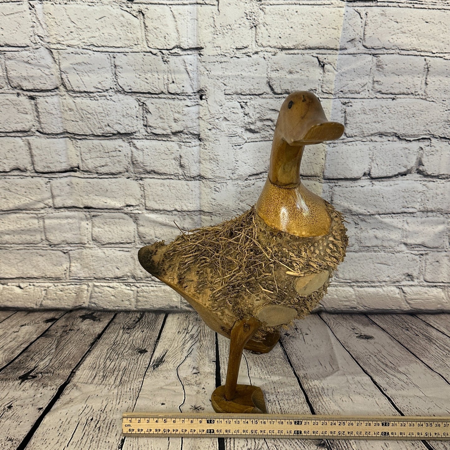 Looking Right 45cm Tall Wooden Hairy Duckling Baby Duck Bamboo Root Fairtrade