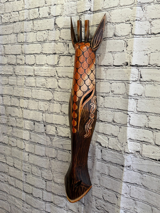 100cm Artist Giraffe Hand Carved Fairtrade Wooden Animal Wall Art Wall Hang Mask