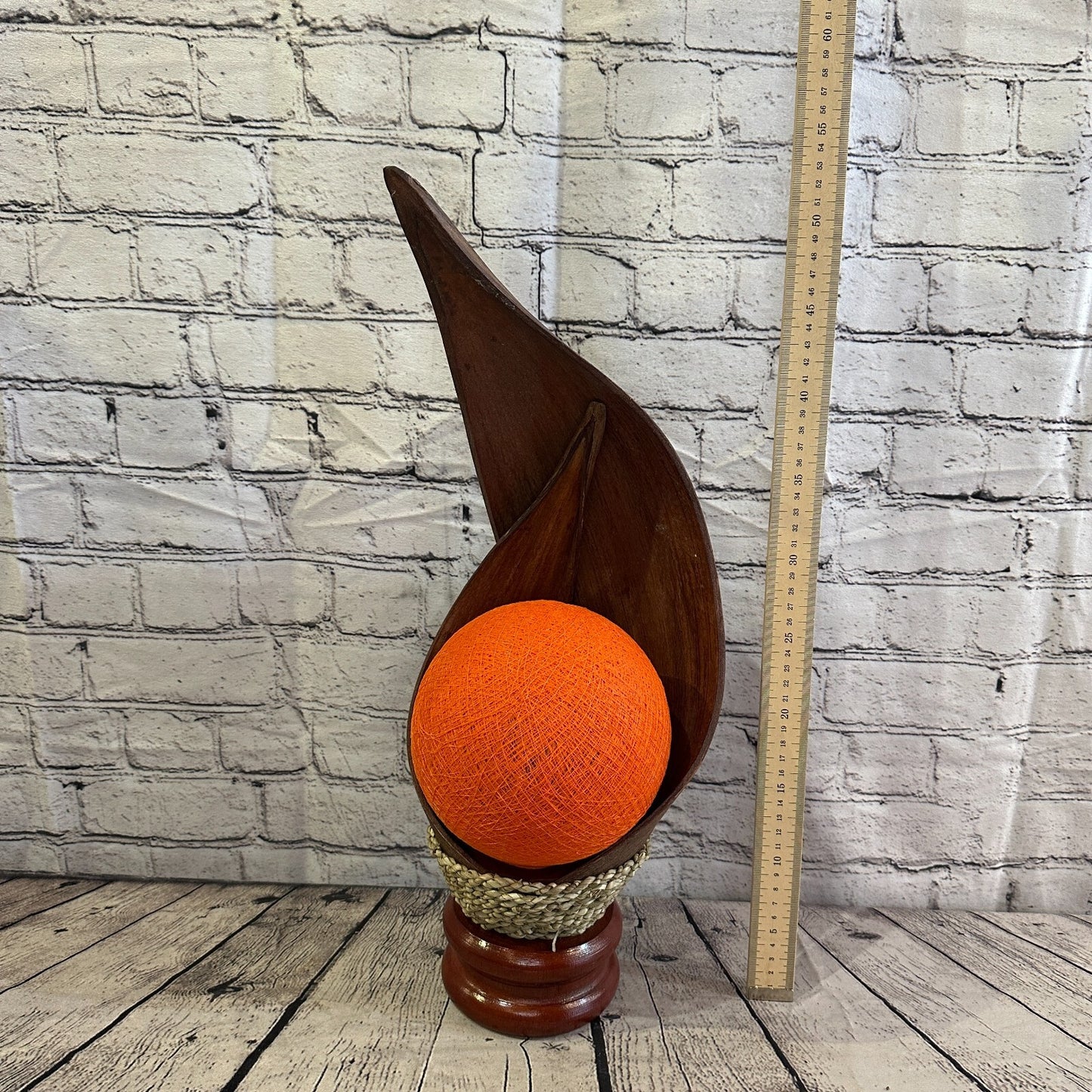 Orange Light Brown Natural 60cm Tall Leaf Lamp Twist LED UK Mains Plug Design 4