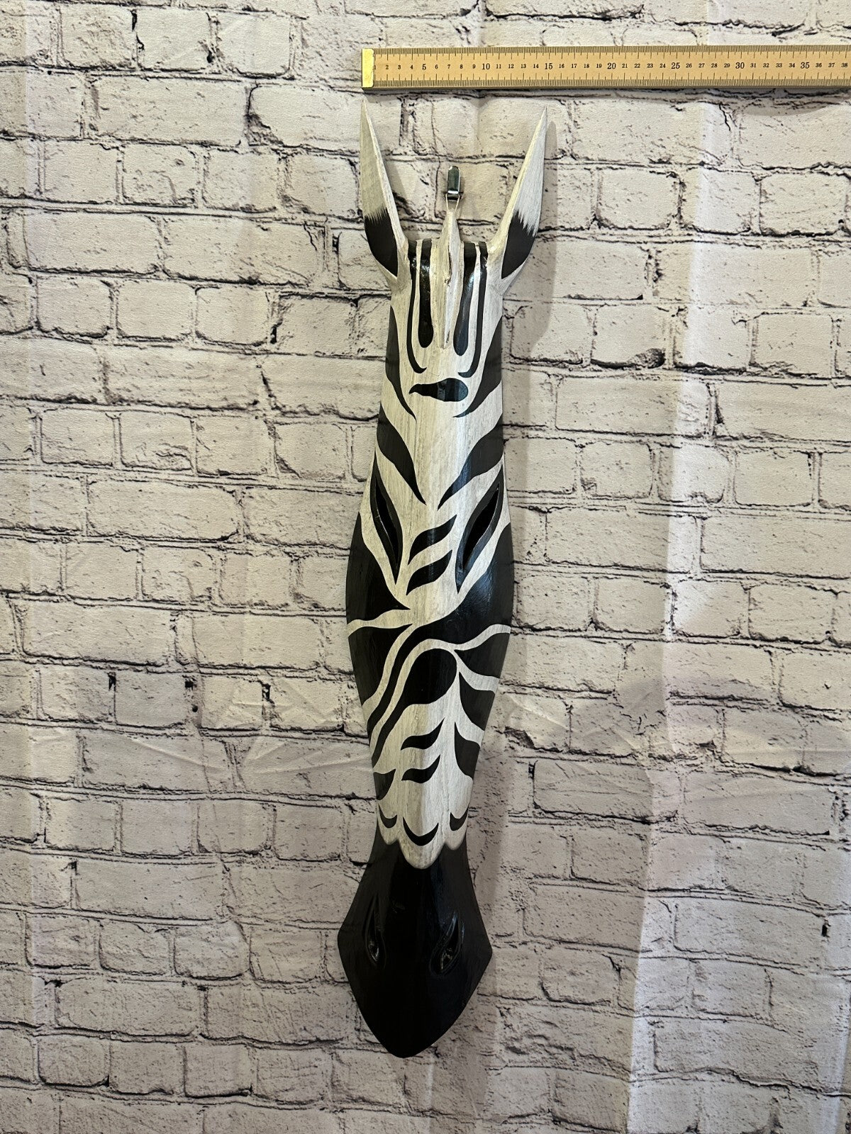 100cm Zebra Marking Hand Carved Fair Trade Wooden Animal Wall Art Wall Hang Mask
